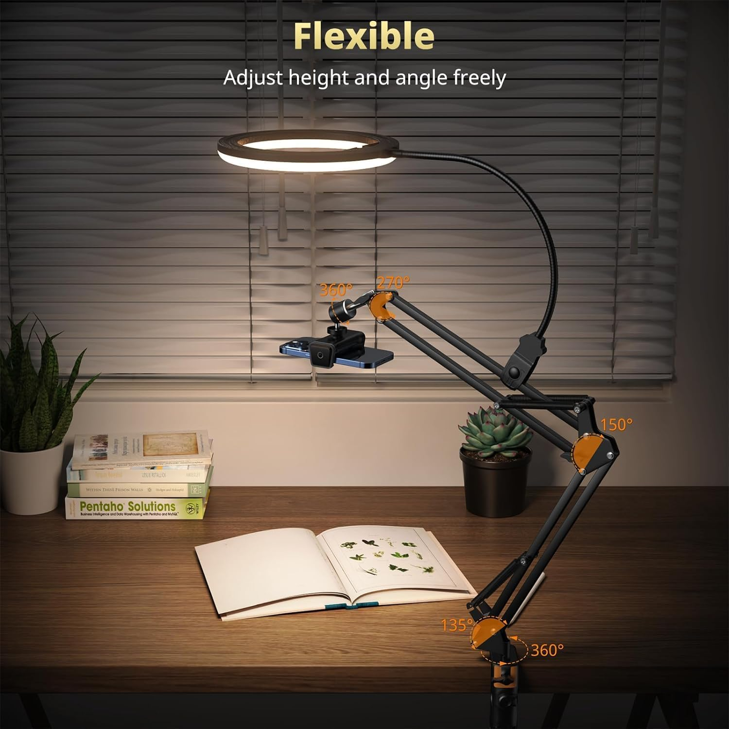 Sensyne 10" Ring Light with Overhead Phone Mount, LED Selfie Light with Stand and Phone Holder, Desk Light for Iphone, Desk Tripod for Video Recording, Youtube, Tiktok, Live Stream, Cooking, Vlog