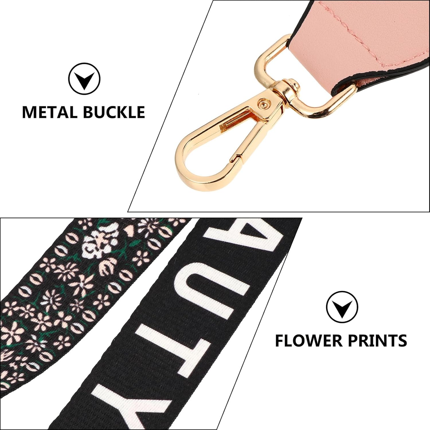 DECORNIJIA Adjustable Metal Buckle Bag Strap with Floral Print Wide Crossbody Shoulder Replacement for Women Handbags Travel Bags and Messenger Pouches Comfortable and Easy to Install image number 4