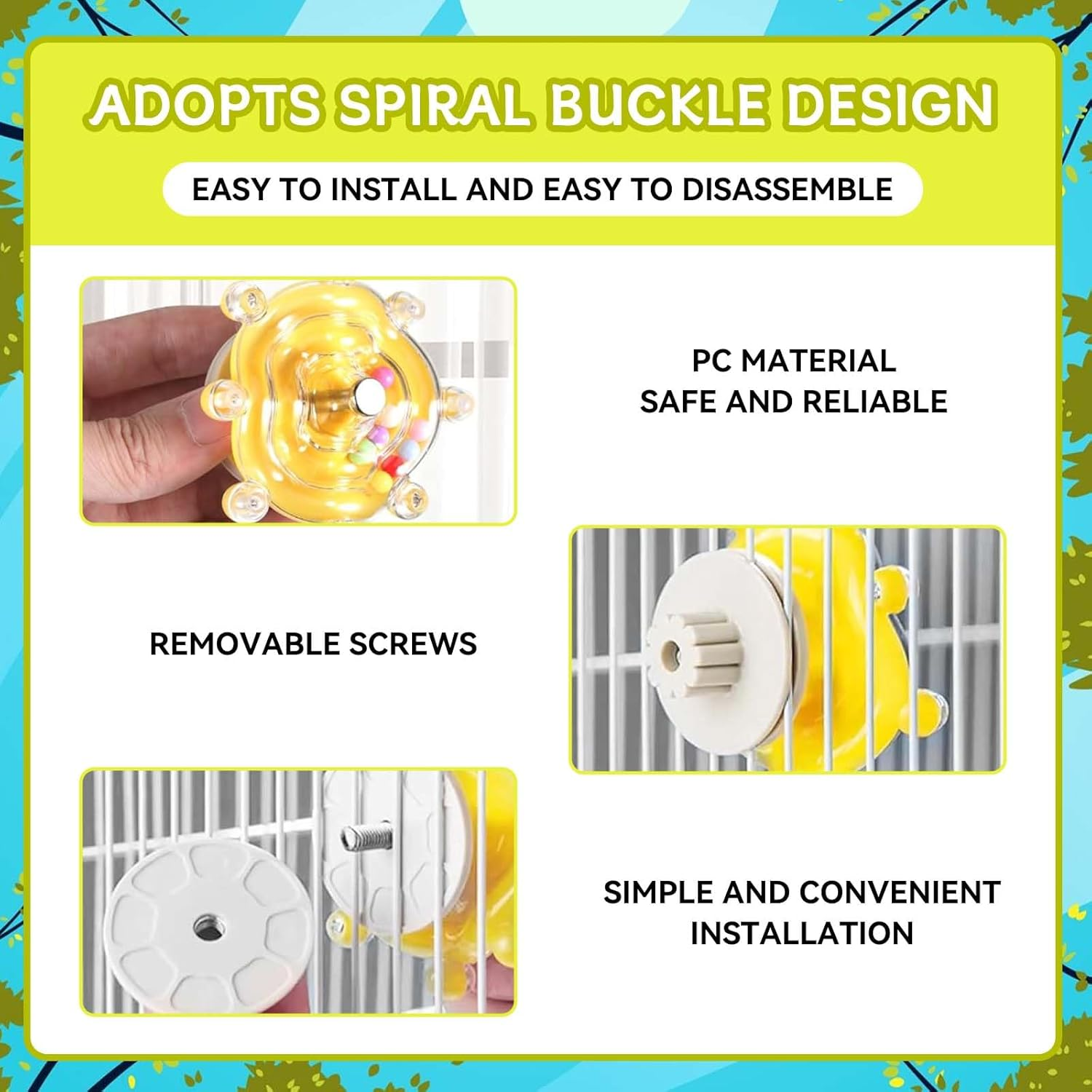 SUSOO 2 Pcs Funny Parrot Spinner Rattle Toy Wheel for Bird Cage Accessories,Interactiv Chewing Exercise Bird Toys for Cockatiels, Conures,Colorful Parakeet,African Grey,Budgies Enrichment Toys image number 3