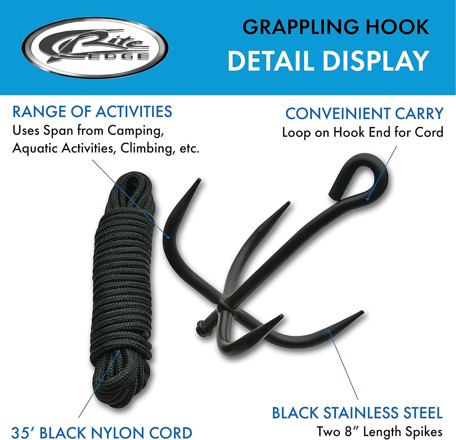 SZCO Supplies Grappling Hook with Cord