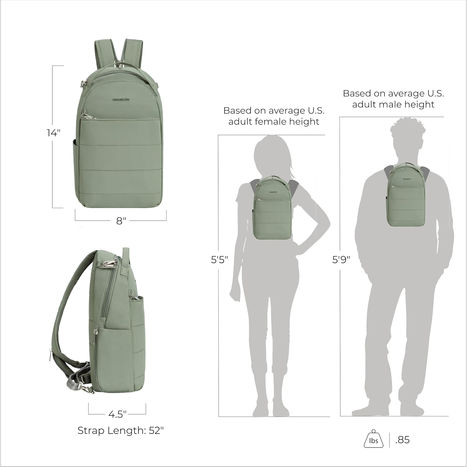 Travelon Anti-Theft Roam Convertible Backpack Sling - Glacier image number 2