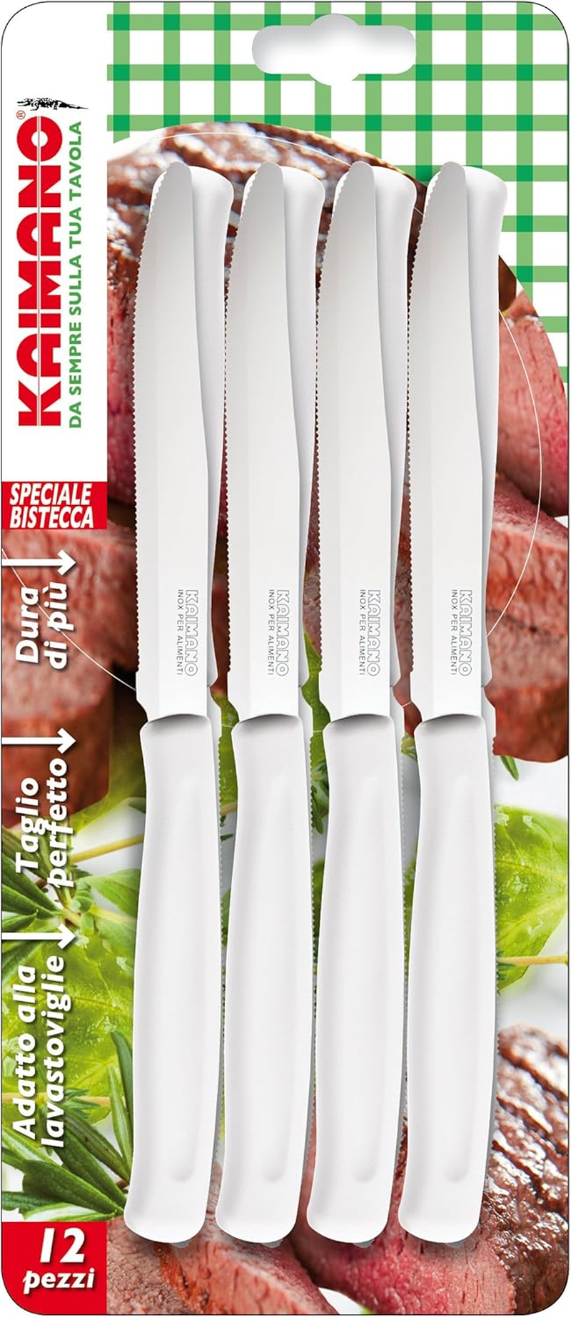 Kaimano Dynamic 12 Steak Knife, Stainless Steel, White, 28 X 10 X 2 Cm