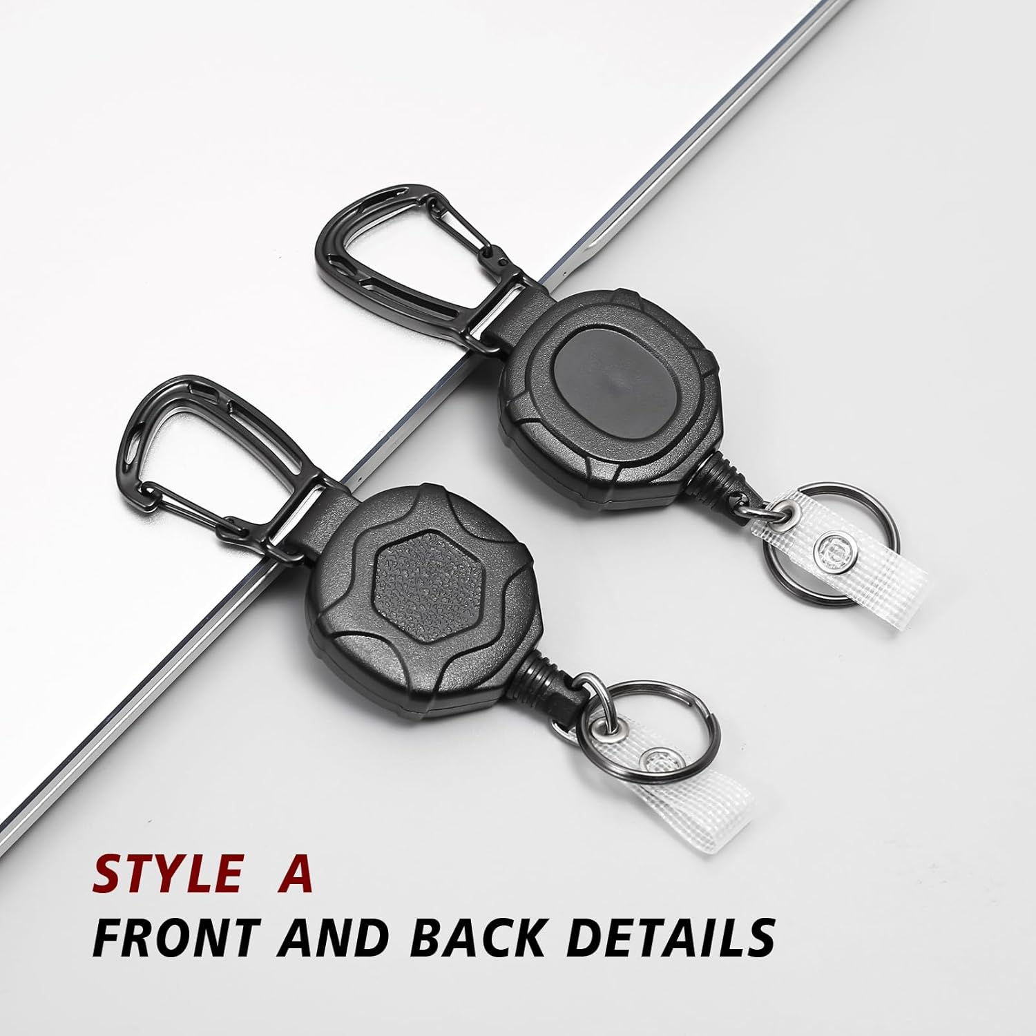 2 Pack Badge Reels Retractable Keychain Retractable Lanyard Keychain Clip Heavy Duty Badge Reel for ID Badge Holder Key Chain - 2 Holders And 2 Badge Reels Black  04 image number 2