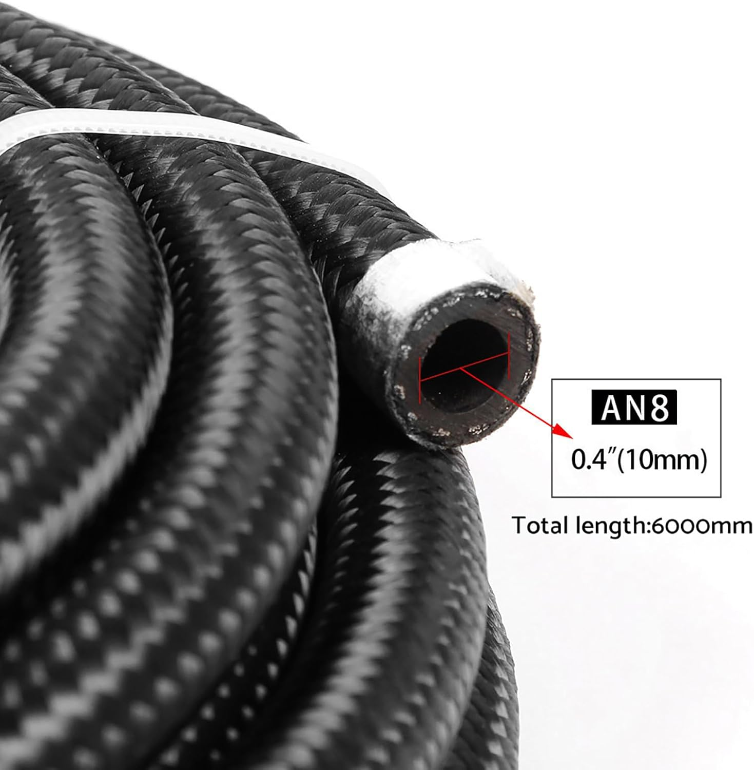 KAKA AUTO PARTS 8AN 20Ft Universal Braided Oil Fuel Line Hose Stainless Steel Nylon PTFE E85 with 10Pcs Swivel Fitting Hose Ends Adapter Kit image number 3