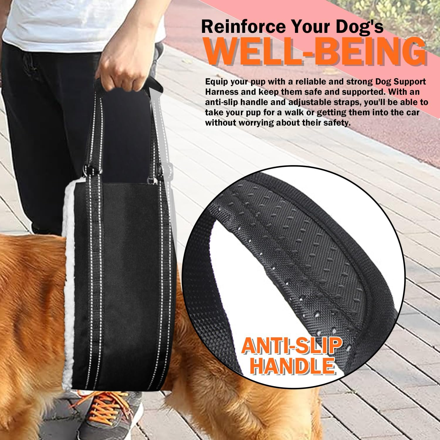 Dog Lift Support Harness Portable Sling for Support to Help Dogs Rear Rehabilitation and Disable Injured Elderly Pet - Helps Dog with Weak Front or Rear Legs Walk, Get into Cars, Climb Stairs - Medium image number 5