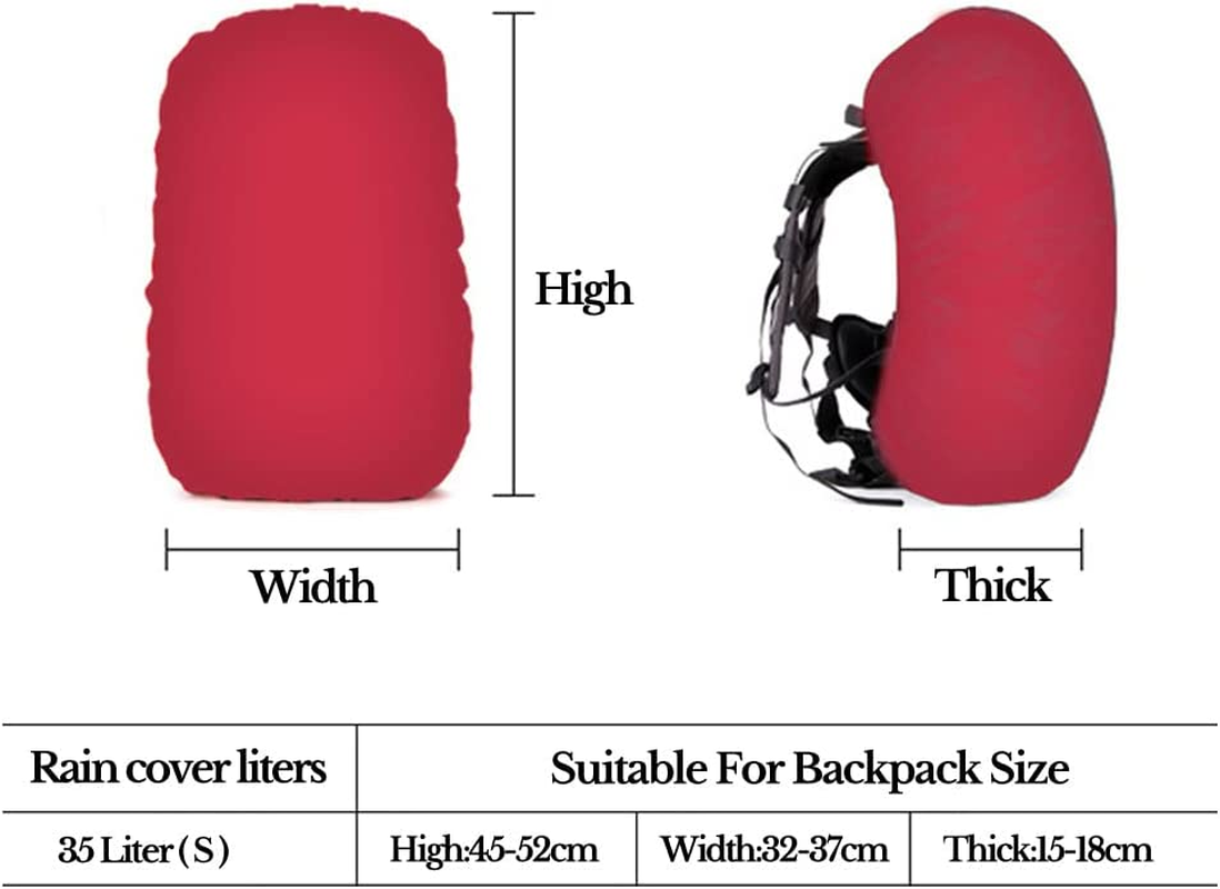 35L Travel Backpack Rain Cover Hiking Bag Waterproof Dust Rain Outdoor Rucksack - Army Green image number 3