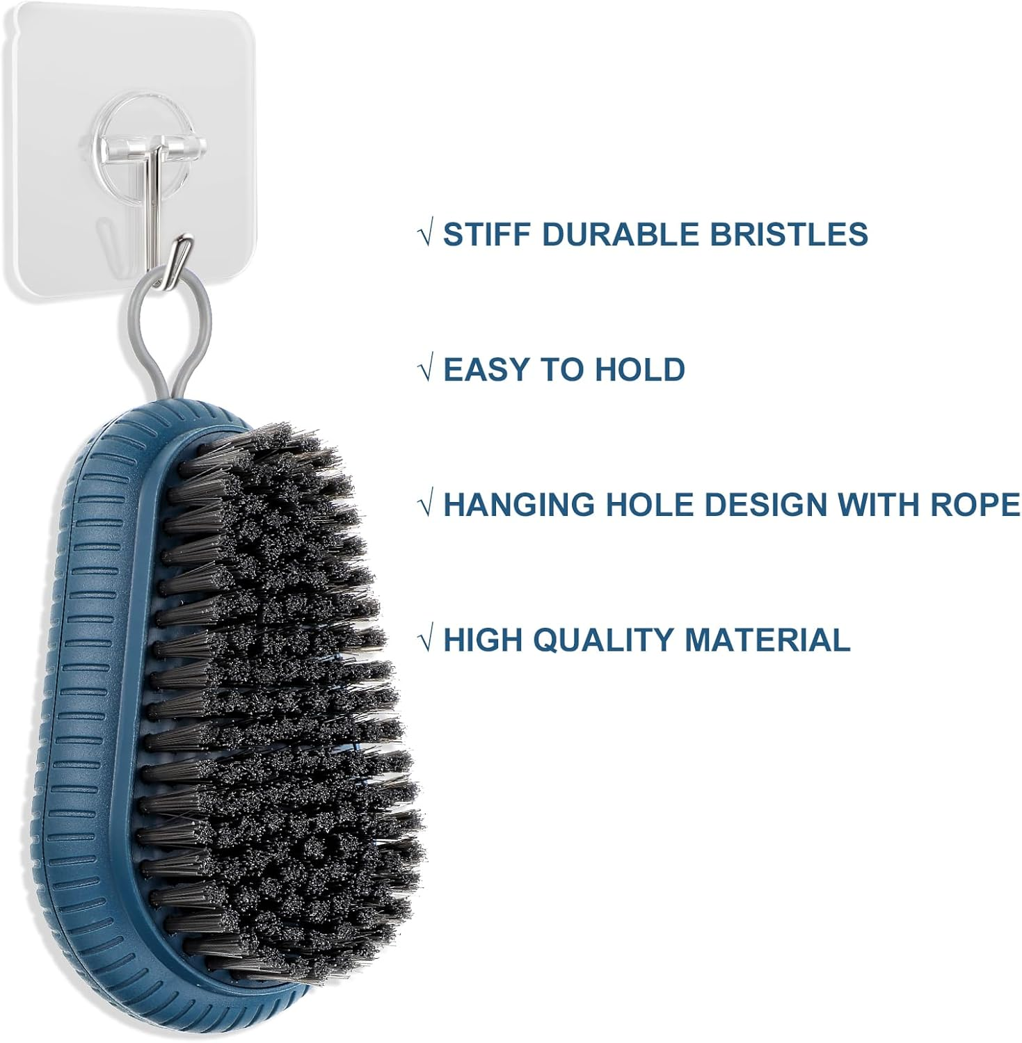 Heclia Heavy Duty Nail Brush with Stiff Bristles Fingernail & Toenail Scrub Brush for Deep Cleaning Hand and Foot Nail Brushes for Men and Women Mechanics Includes Hanging Rope for Easy Storage image number 2