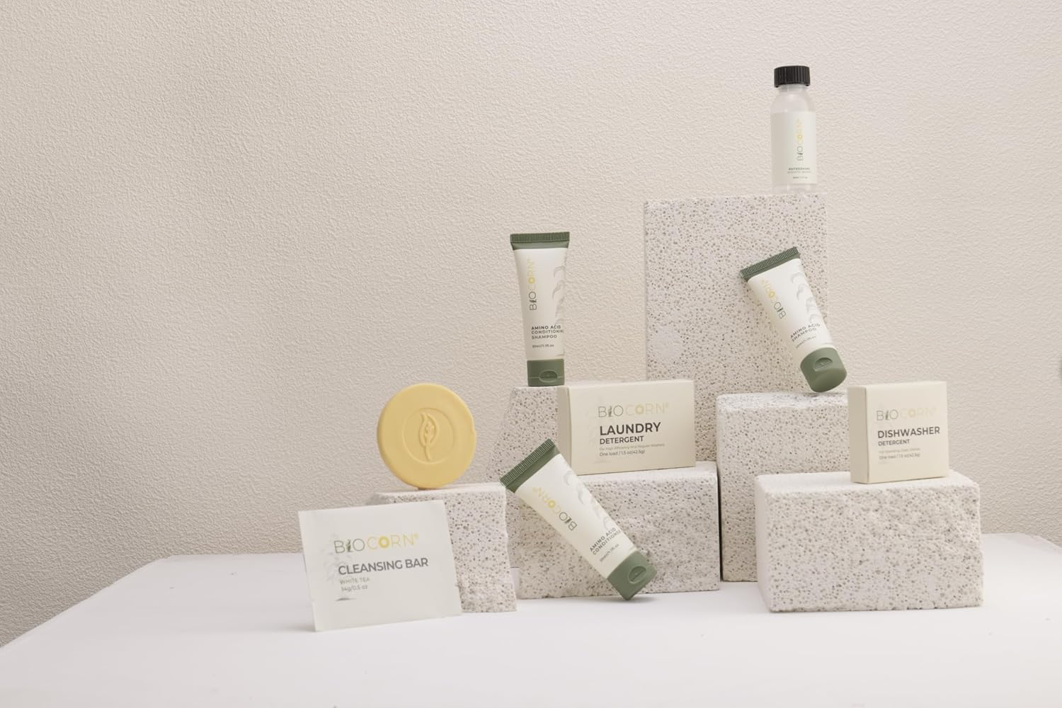 BIO CORN Travel Size Shampoo and Conditioner 2 in 1, Hotel Toiletries Bulk (200 Pack, 1.1Oz/30Ml) ，Degradable Tube -Cornstarch Material image number 3