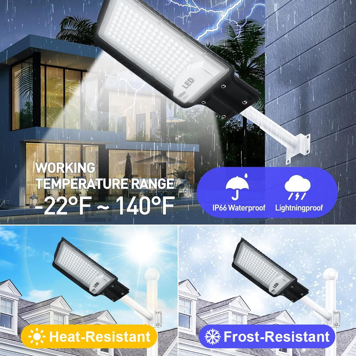 100W LED Street Light 6500K Superbright Street Lamp, IP66 Security Wall Lamp Tree Lamp Outdoor Light for Roads(2Pcs image number 4