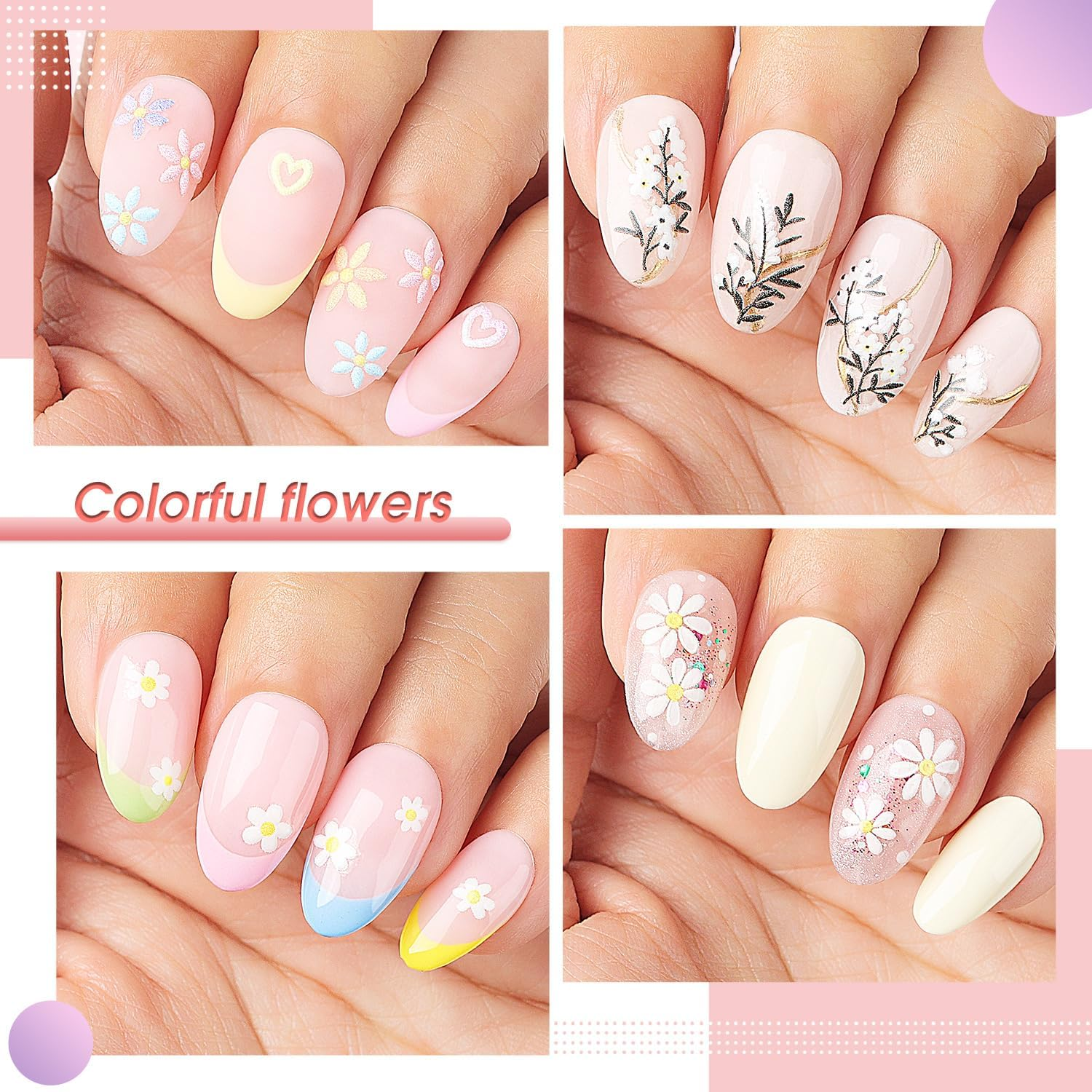 Nicedeco 15 Sheets Flower Nail Art Stickers Floral Nail Decals Self-Adhesive Nail Supplies Nail Art Design Decoration 001 image number 2