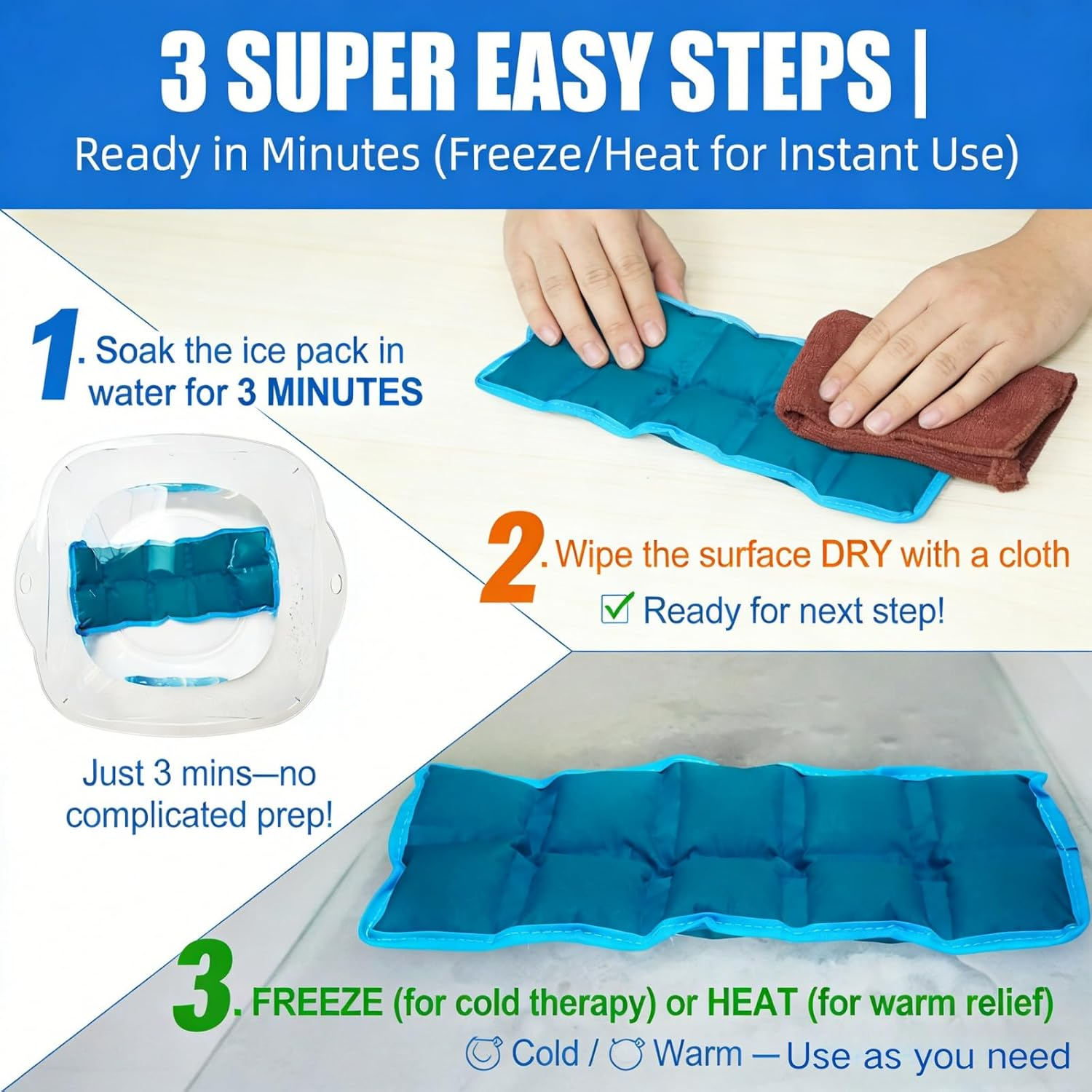 Flexible Ice Packs for Lunch Boxes, Reusable Long Lasting Cold Packs for Kids Lunch Bags & Coolers, Slim Soft Gel Ice Pack for Food image number 3