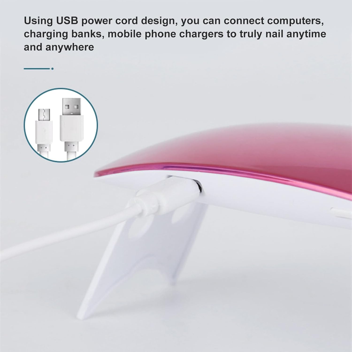 Nail Light, Fast Curing UV Nail Lamp 6W Handheld Foldable Timing Function for Nail Art for Home (Colorful Pink) image number 4