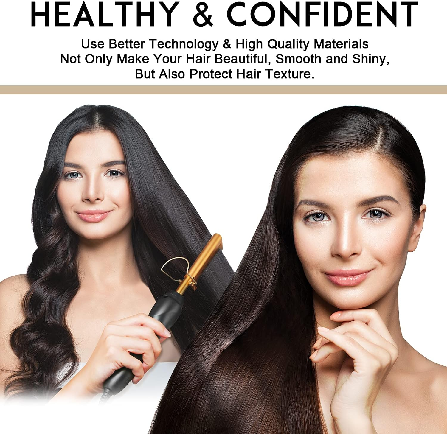 NICEMOVIC Ceramic Heating Hair Straightener Comb - Hot Pressing Brush for Natural Black Hair, Beard Wigs, and Curling (Gold) image number 3