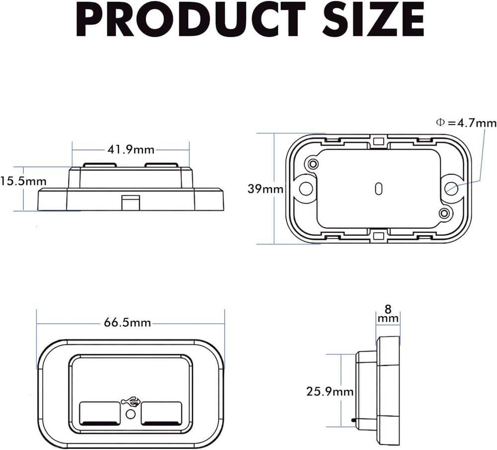 DC12V-24V 4.8A Dual USB Port Car Fast Charger Socket Power Outlet Panel,Universal Waterproof RV Dual USB Charger & Motorcycle,Car,Rv,Boat,Bus,Truck,Atv... image number 4