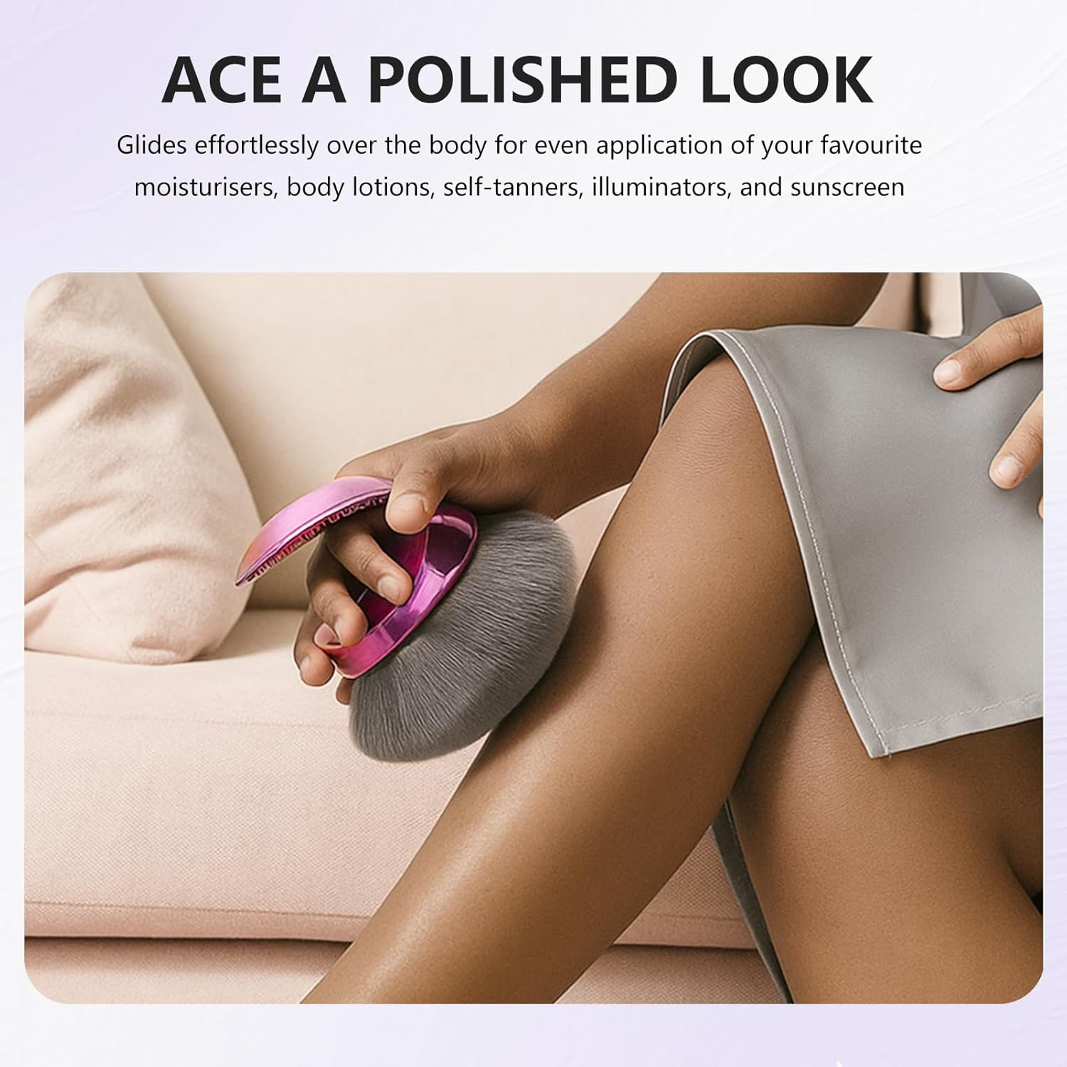 Ouqiesli Large Kabuki Body Makeup Brush - Fluffy Foundation & Self Tanner Applicator for Face and Legs, Vegan Bronzer Tool image number 5