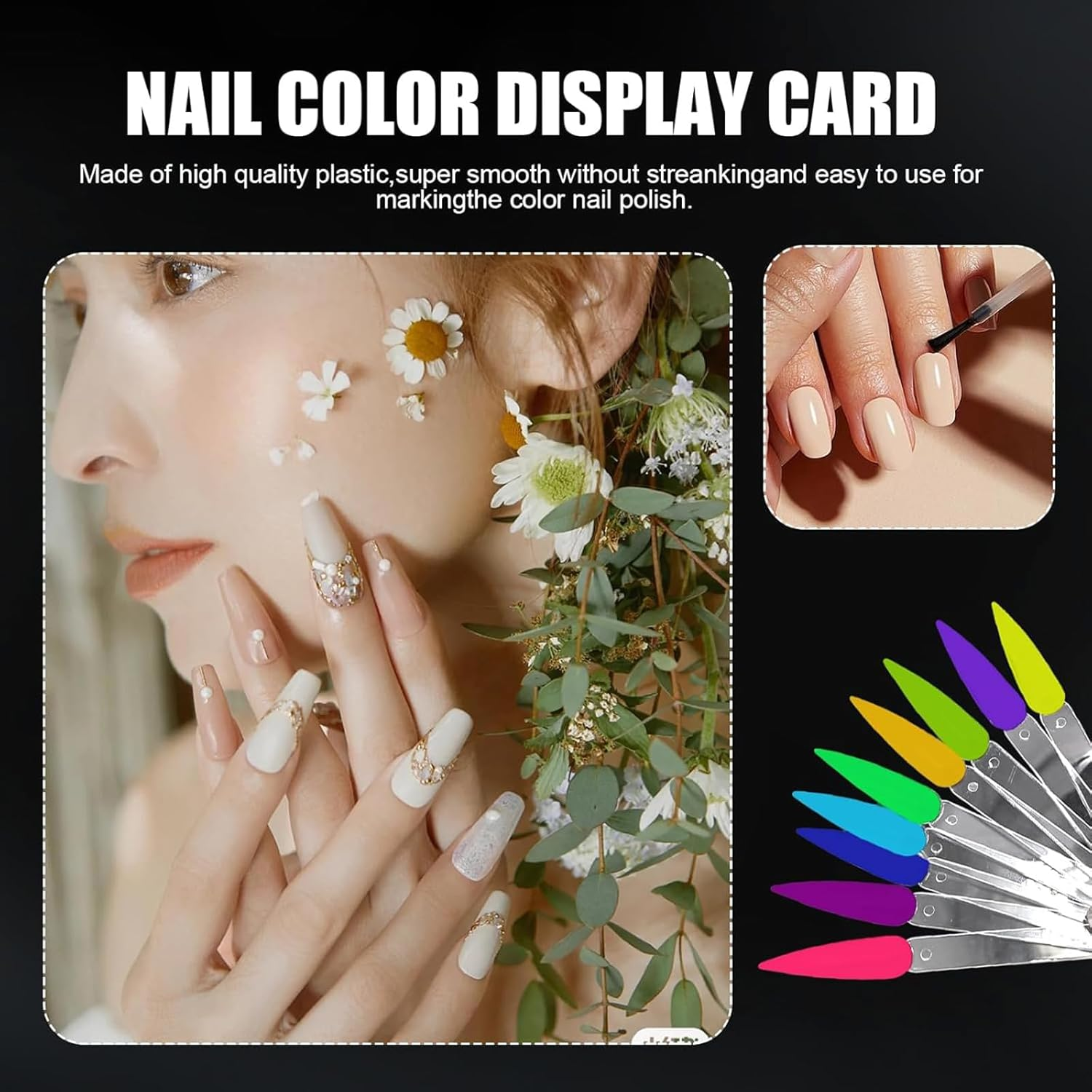 Kzvsiy 100 Pcs Clear Stiletto Nail Swatch Sticks with Rings, Transparent Pointed Nail Display Tips for Polish Color Samples, Manicure Practice Board for Salon & Home Use image number 6