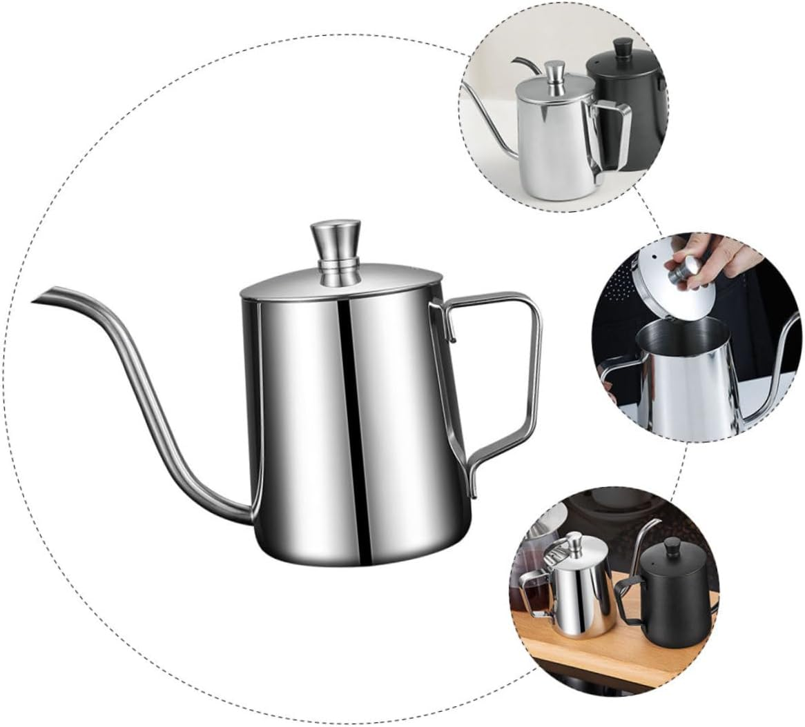 PERSELOSO Stainless Steel Coffee Pot with Lid Mini Water Kettle for Home Use High Temperature Resistant Easy to Clean and Store Suitable for Tea Coffee and Milk Brewing image number 4