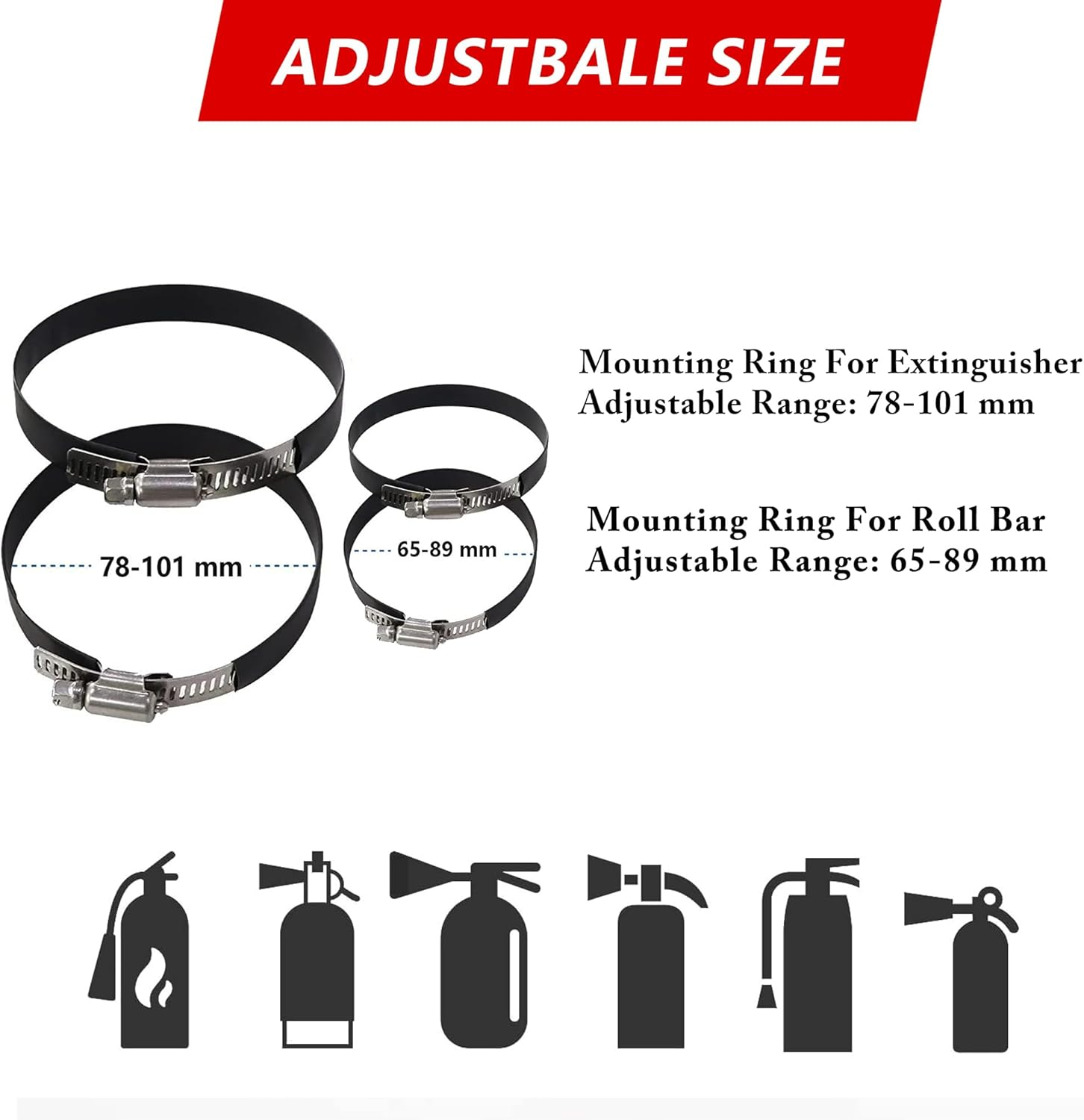 Quick Release Fire Extinguisher Mount - Aluminum Adjustable UTV Roll Bar Fire Extinguisher Holder Mounting Bracket for Jeep Wrangler TJ JK JL JKU Polaris RZR Ranger Cam-Am X3 Universal image number 6