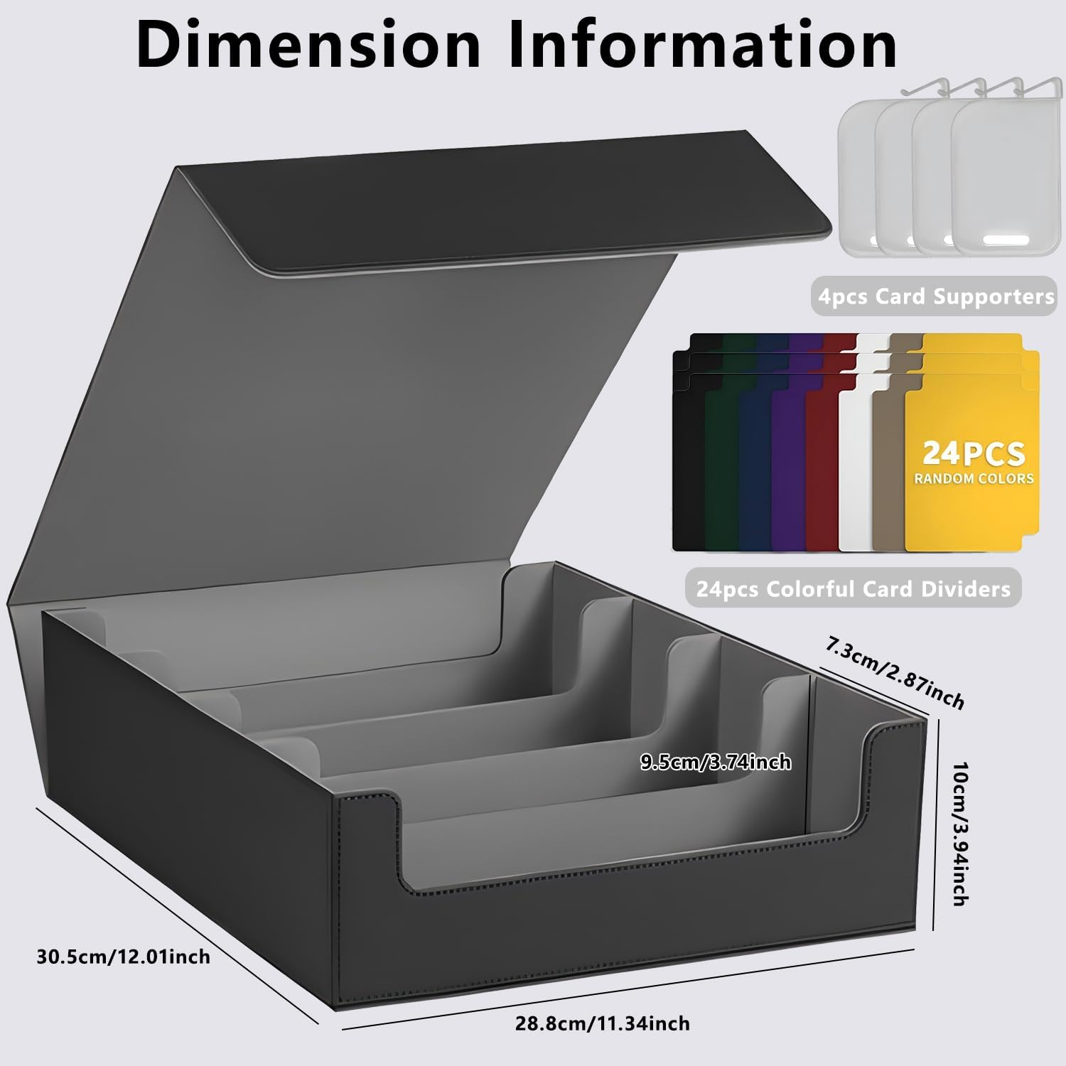 MTG Deck Box, Card Deck Case Black&Grey, 2400+ Trading Card Storage Box, PU Leather Magnetic Closure Commander Storage Boxes Magic Cards Protectors Fit for Yugioh, MTG and Sport Cards&hellip; image number 4