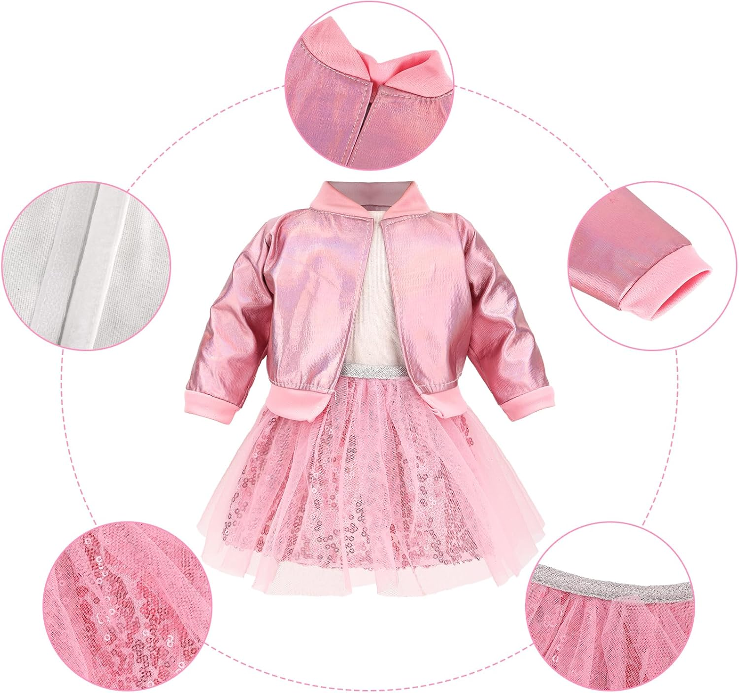 Barwa 11 Pcs American 18 Inch Girl Doll Clothes & Accessories Include Beret T-Shirt Jacket Skirt Boots Phone Doll Makeup Playset Eye Shadow Lipstic for 18 Inch Girl Dolls (NO Dolls) image number 3