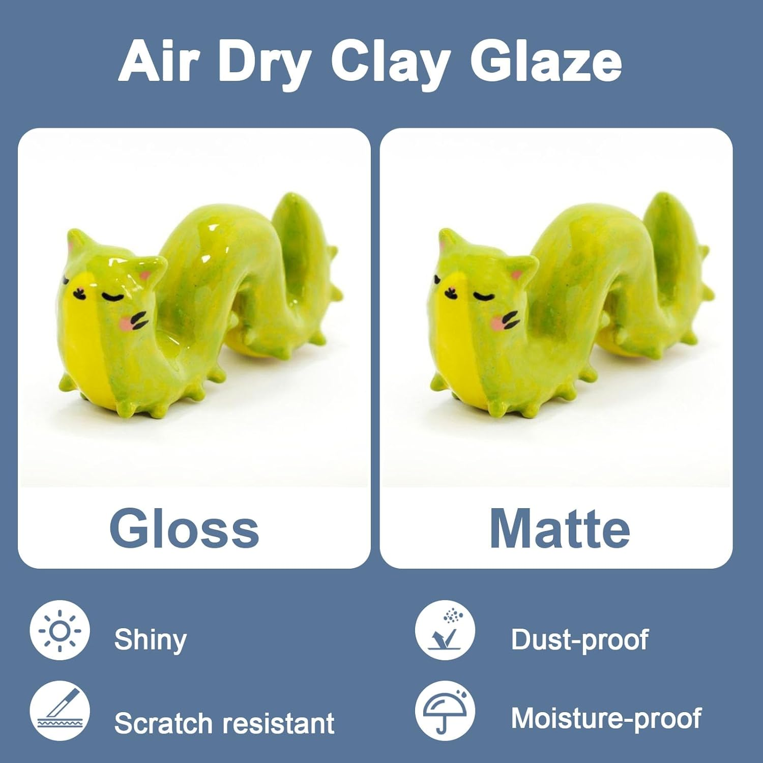 1DFAUL Clay Glaze with Air Dry Clay Tools Kit, 29PCS Clay Sculpting Tools, Polymer Clay Kit and Clay Varnish, Pottery Tool Kit for Sculpting, Modeling, Shaping, High Gloss, Scratch Resistant (Gloss) image number 4