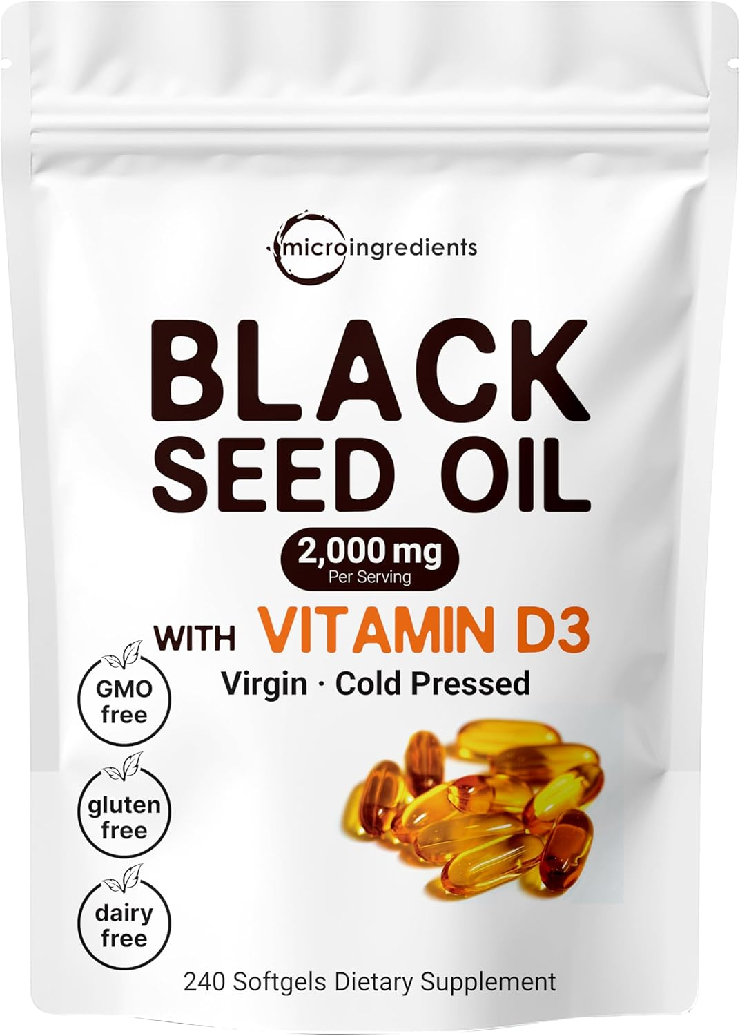 Black Cumin Seed Oil Capsules (Liquid Softgels), from Cold-Pressed Nigella Sativa, 1000Mg per Serving, 240 Counts, Premium Black Cumin Pills, Non-Gmo image number 5