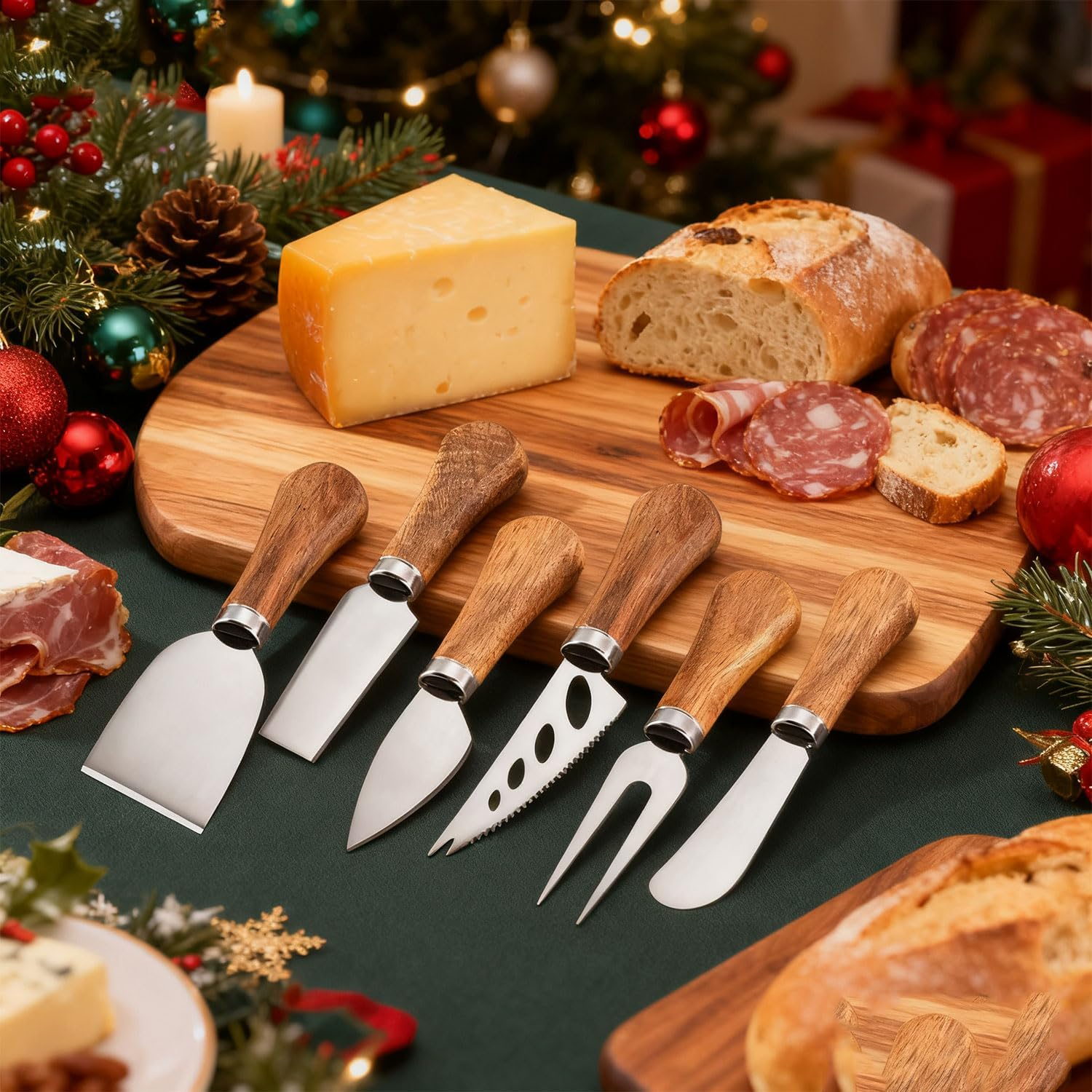 Charcuterie Board Accessories Set - Stainless Steel Spreader Knives with Wooden Handles, Mini Serving Tongs, Spoons & Forks for Parties, Weddings & Holidays (6Pc Knives + 15Pc Tools) image number 6