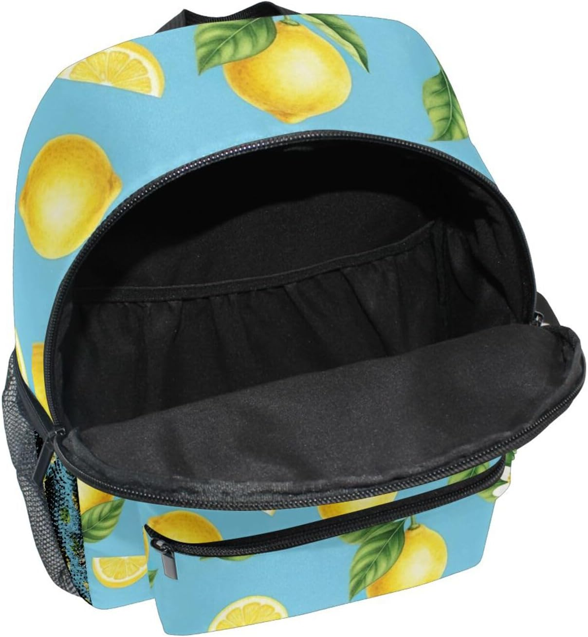 RPLIFE Watercolor Yellow Lemons Blue Toddler Girl Backpack with Name Tag, Small, 3-8 Years image number 2