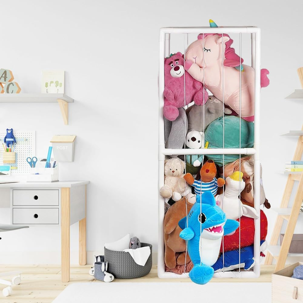 ALSTON Stuffed Animal Storage Plush Toy Storage Vertical Corner Toys Display Holder Easy Accessible with Elastic Cord for Nursery Kids Room Bedroom Organization image number 6