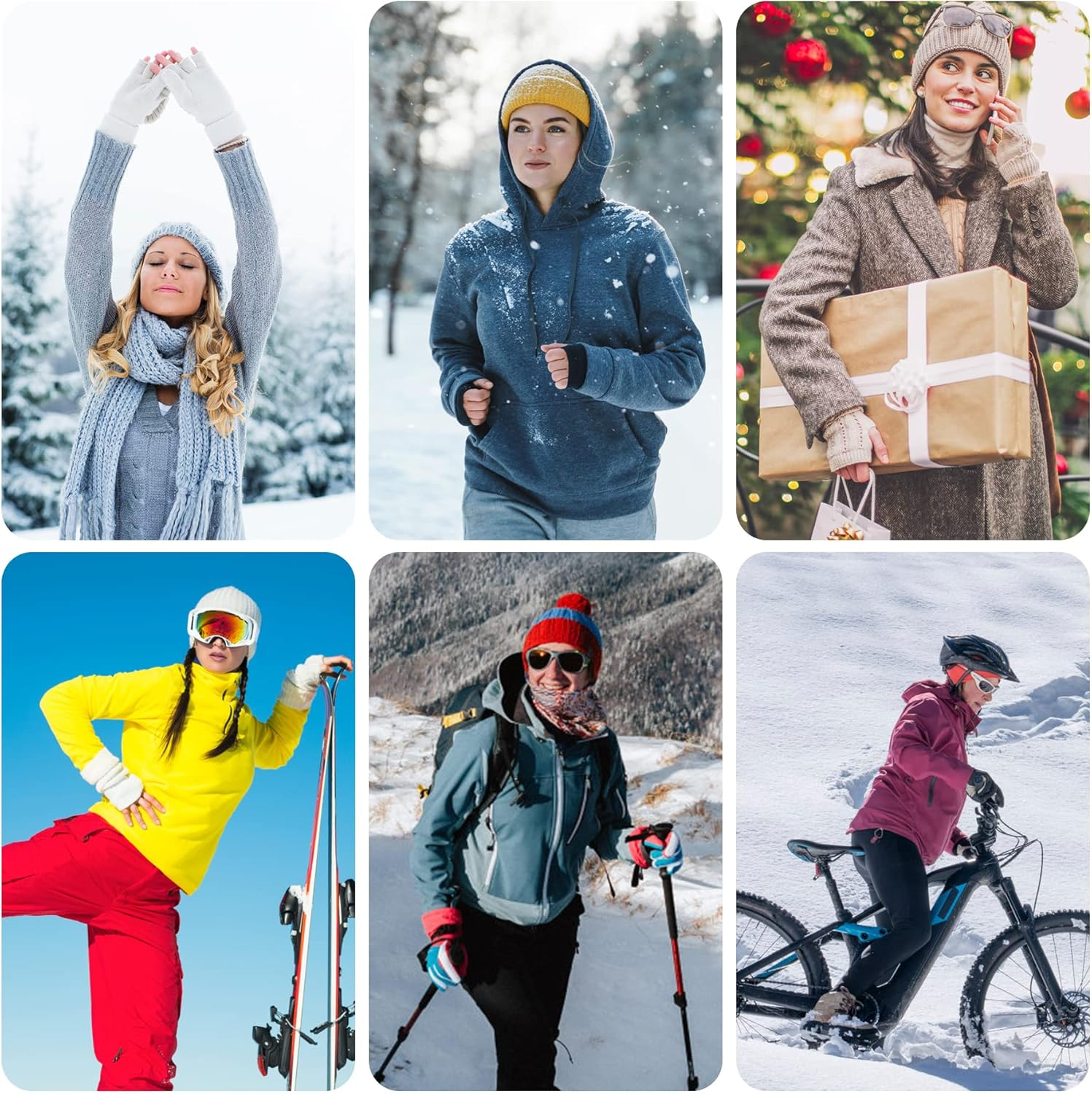 Fingerless Gloves for Women - Winter Thermal Gloves Warm Soft Knit Half Fingers Mittens for Ladies Driving Working Typing UK image number 5