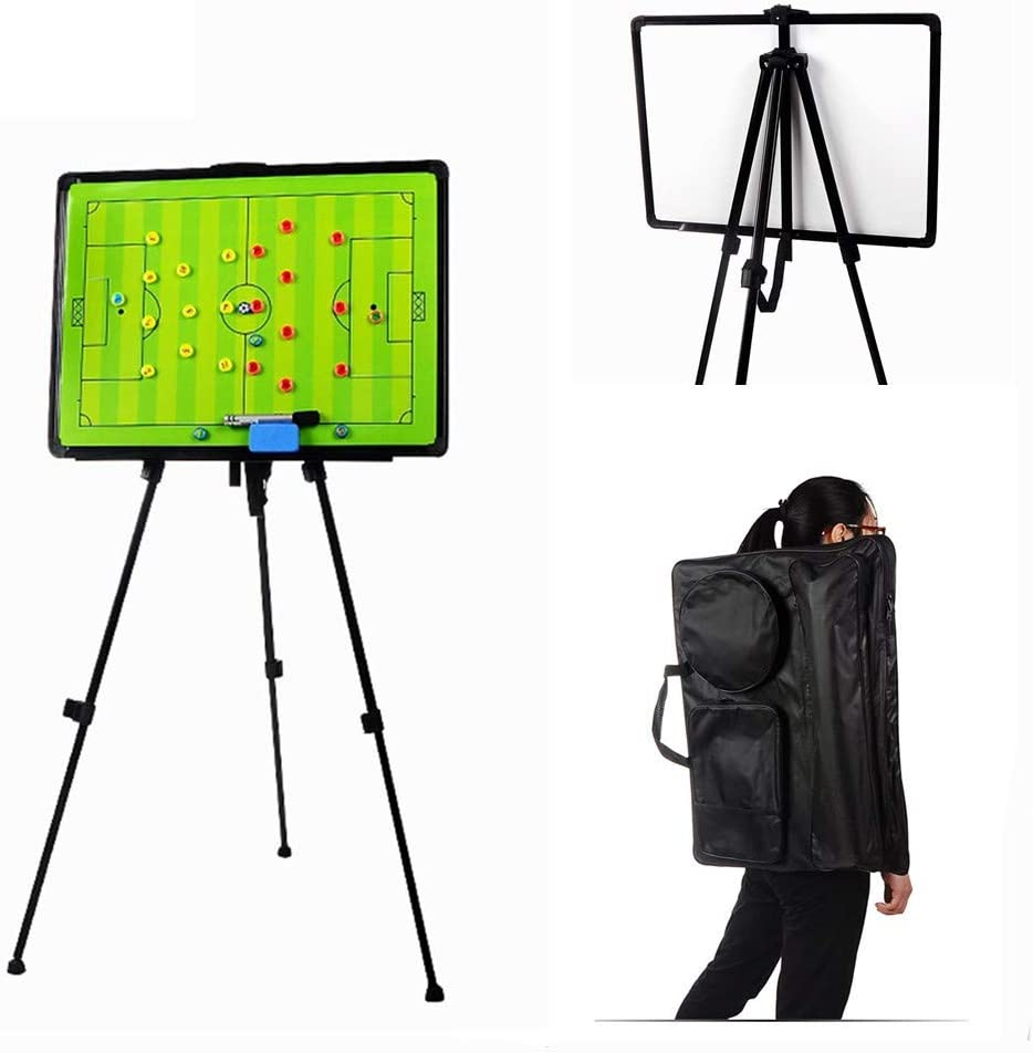 Joyeee Extra Large Magnetic Coaching Board, XXL Soccer Tactics Board with Tripod Stand, Magnet, Pen, Dry Eraser and Carrying Bag, Full Football Pitch Layout Training Equipment 23.6 X 17.7 Inch