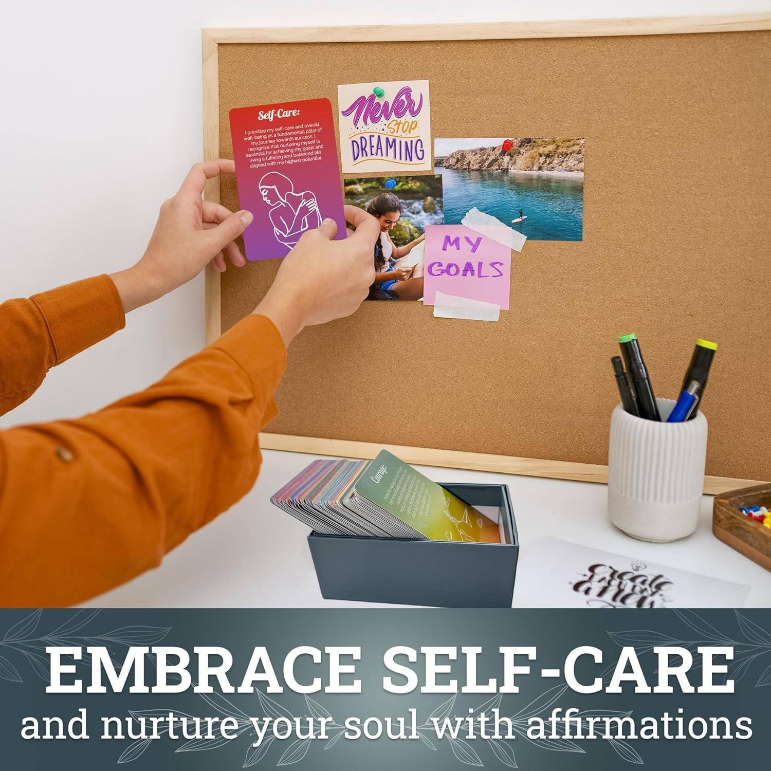 Rethink 95 Positive Affirmation Cards for Mindfulness | Inspirational Motivational Cards for Women, Men, Teens | Stress Anxiety Relief and Mental Wellness | Durable Self Care Card Set image number 3