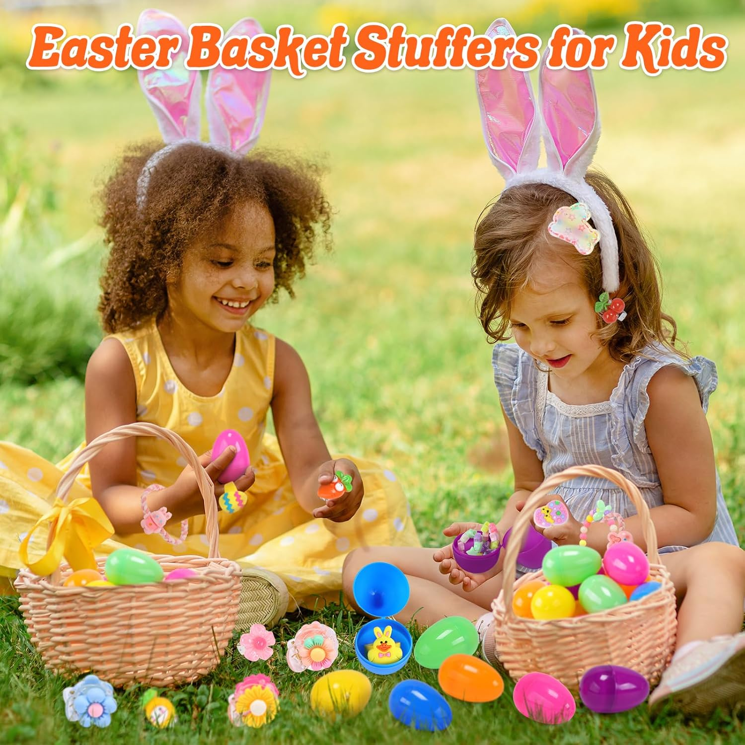 Skirfy Jewelry Toys for Girls,49 PCS Toddlers Kids Toys Age 3-5,Earrings,Rings,Hair Clip,Play Princess Toys for Dress Up,Easter Egg Classroom Peizes Birthday Gift