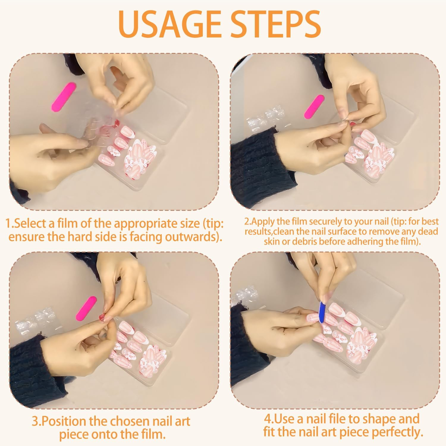 24 Pieces Press on Nails False Nails French Tip Fake Nails Glue on Nails Full Cover Oval Glue on Nails for Women Girls Nail Art Accessories (Style 2) image number 1