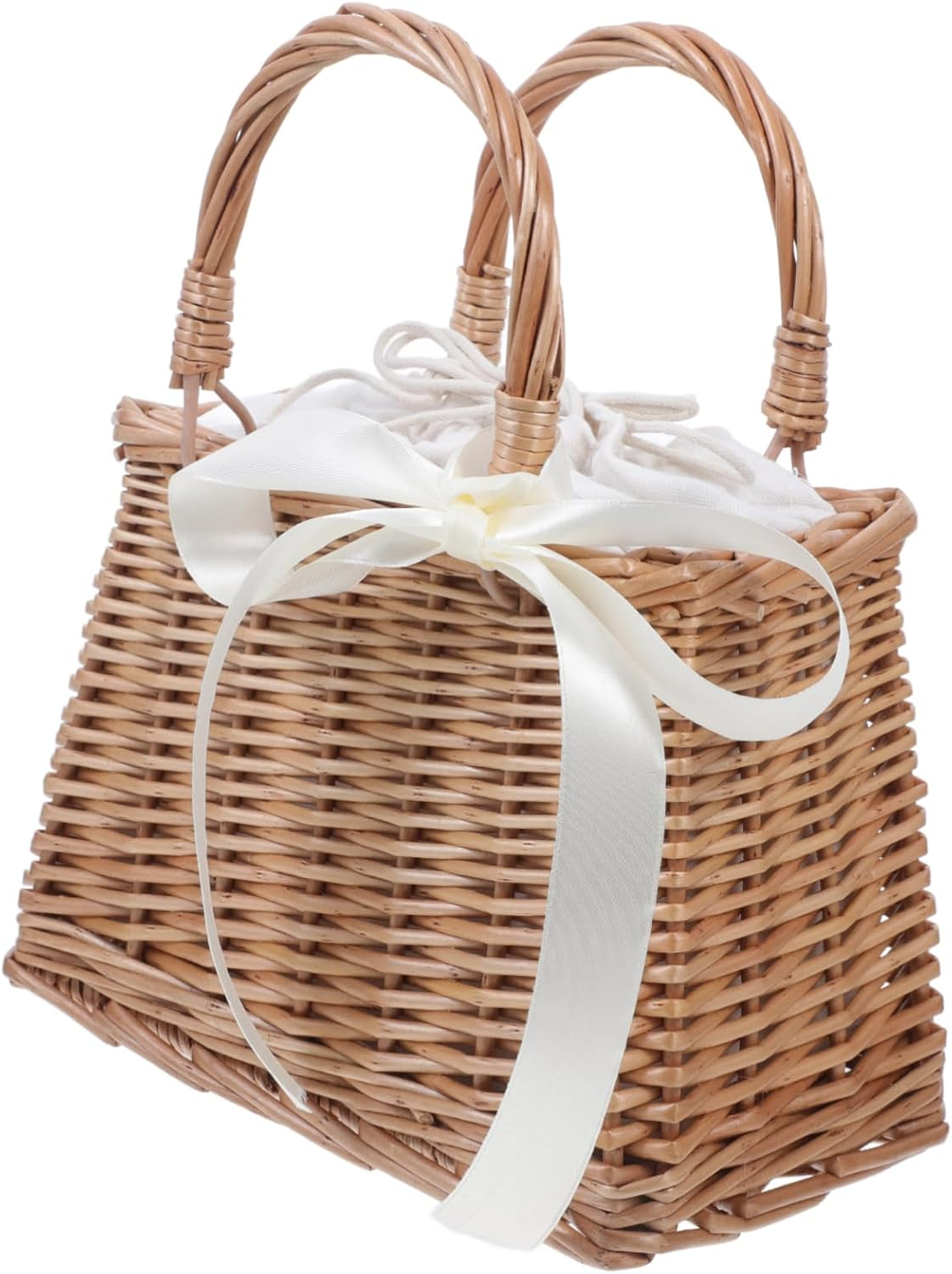 Kichvoe 1Pc Rattan Woven Decorative Flower Basket Small Storage Basket for Home Decor Delicate Woven Bag Lining for Flowers and Dried Arrangements image number 1