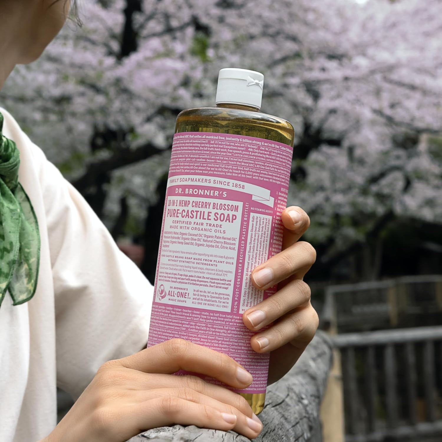 Dr. Bronner'S - Pure Castile Liquid Soap - 18-IN-1 Multi-Functional Soap for Humans, Homes & Pets - Cherry Blossom Scent - 946Ml image number 1