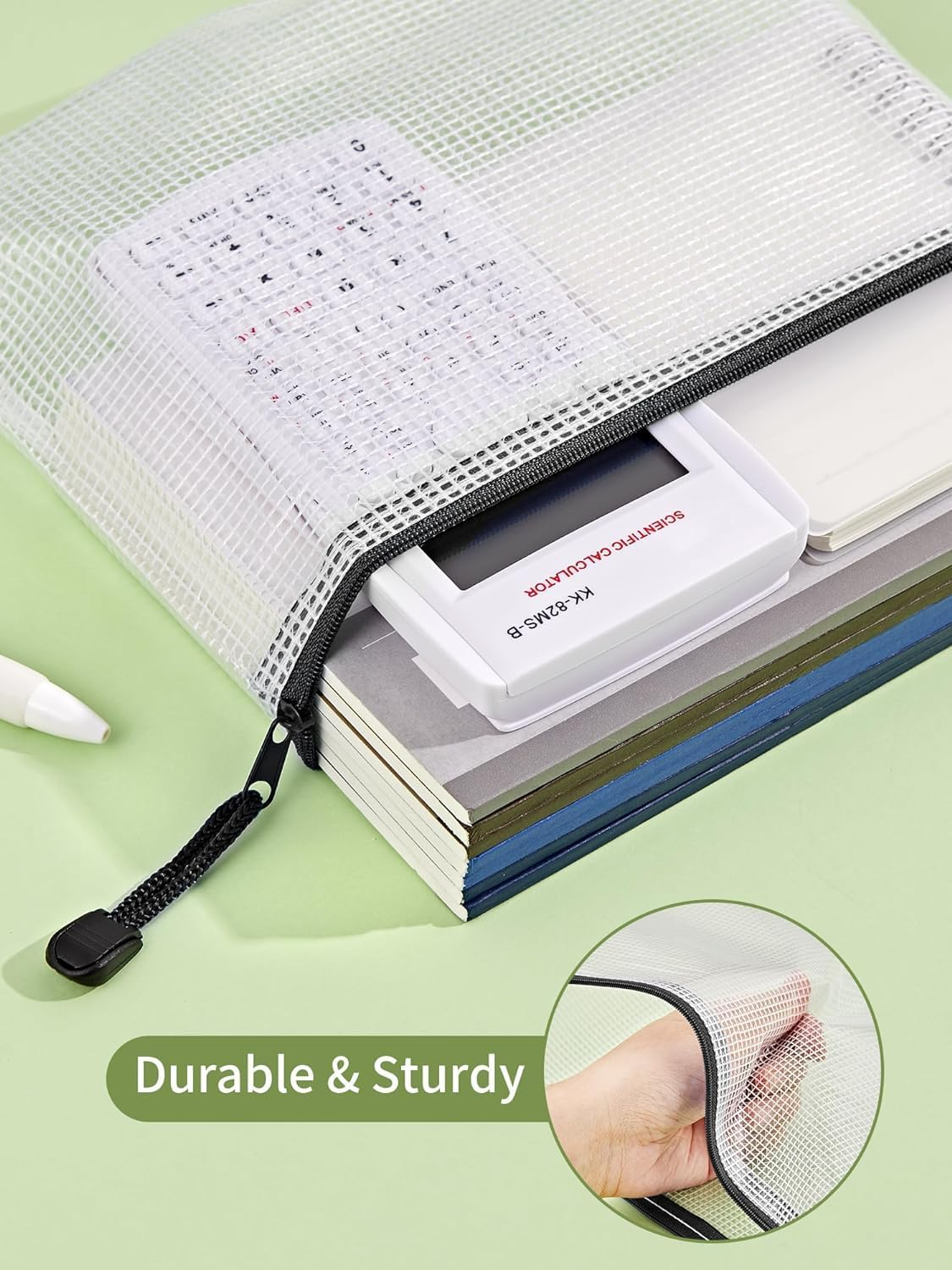 20 Pack Zipper Mesh Document Pouch, 6X9 Inch/A5, Plastic Water-Resistant File Bags, for School Office Supplies, Cosmetics Travel Storage,Black image number 1