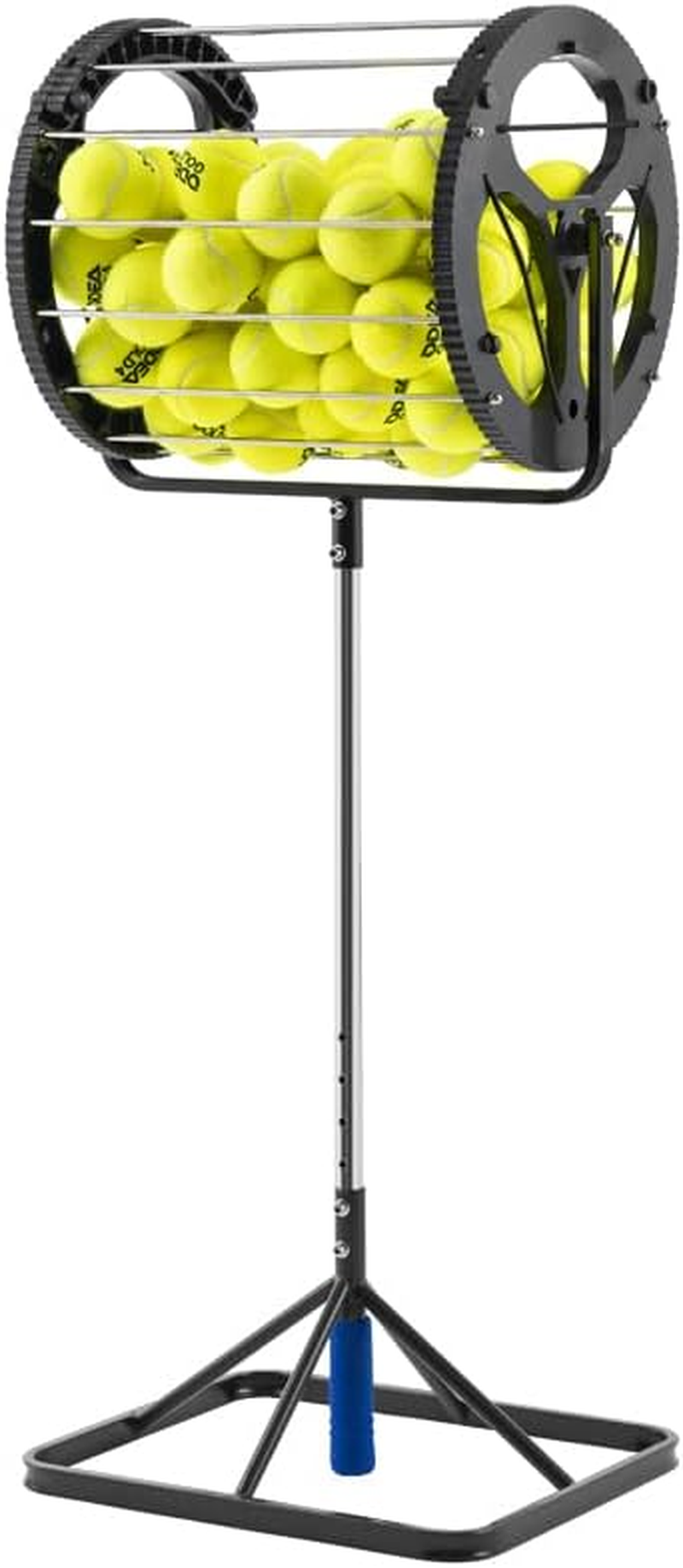 Tennis Balls Retriever Picker Hopper Roller Stand Trainer 80 Balls Storage