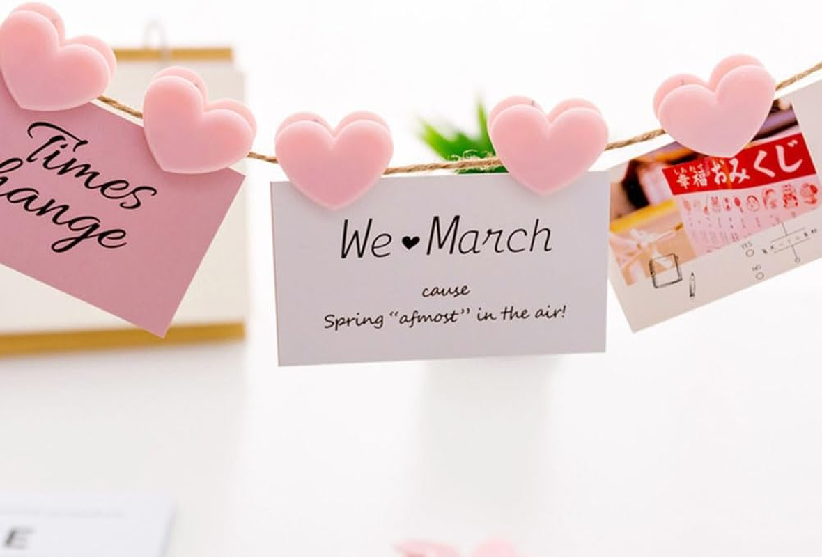 MAGICLULU 20Pcs Heart Shape Love Clips for Photos Food Storage & Document Organization Pink Plastic Bag Sealing Clips Ideal for Home Decor & Craft Projects image number 7