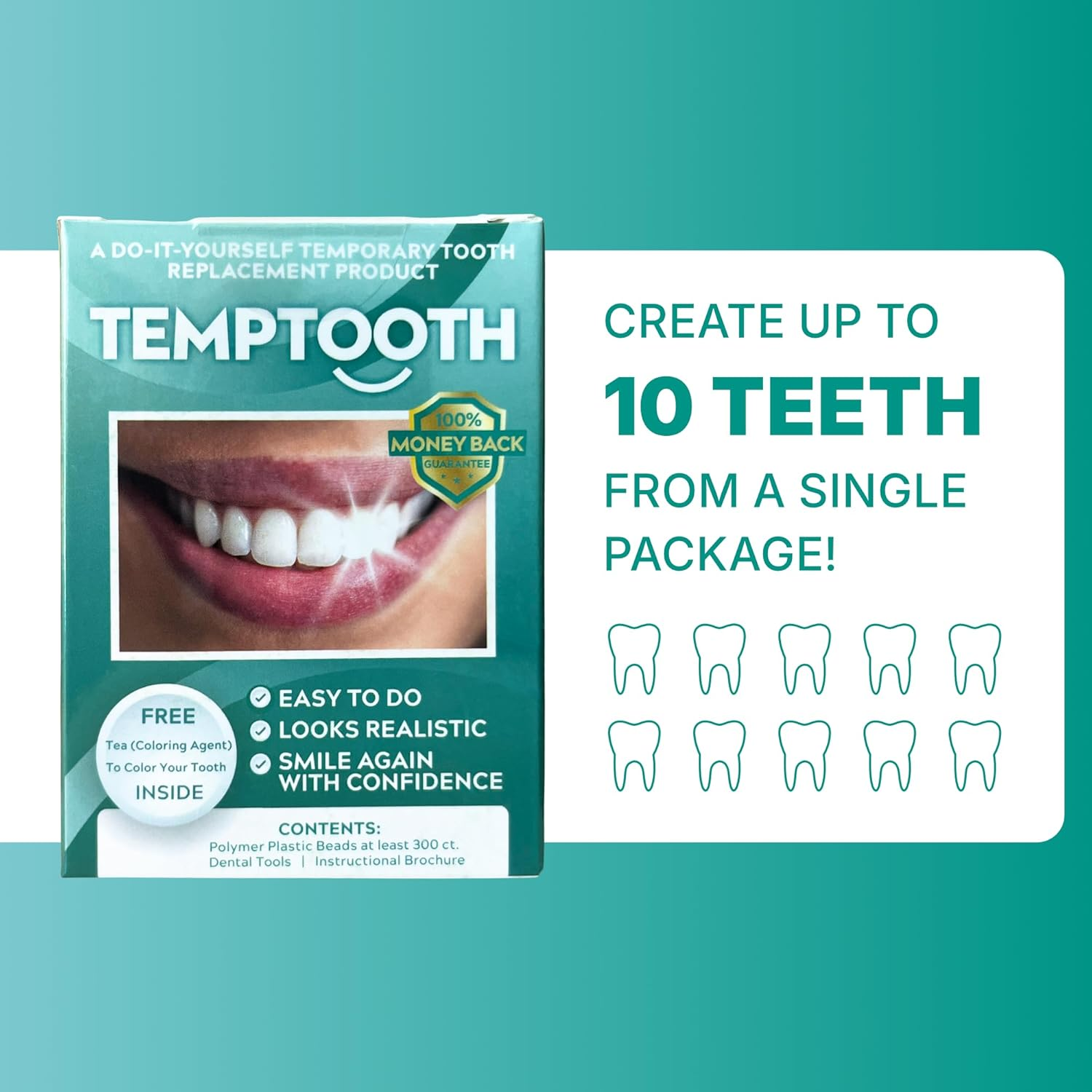 Temptooth Tooth Replacement Product with Coloring Material