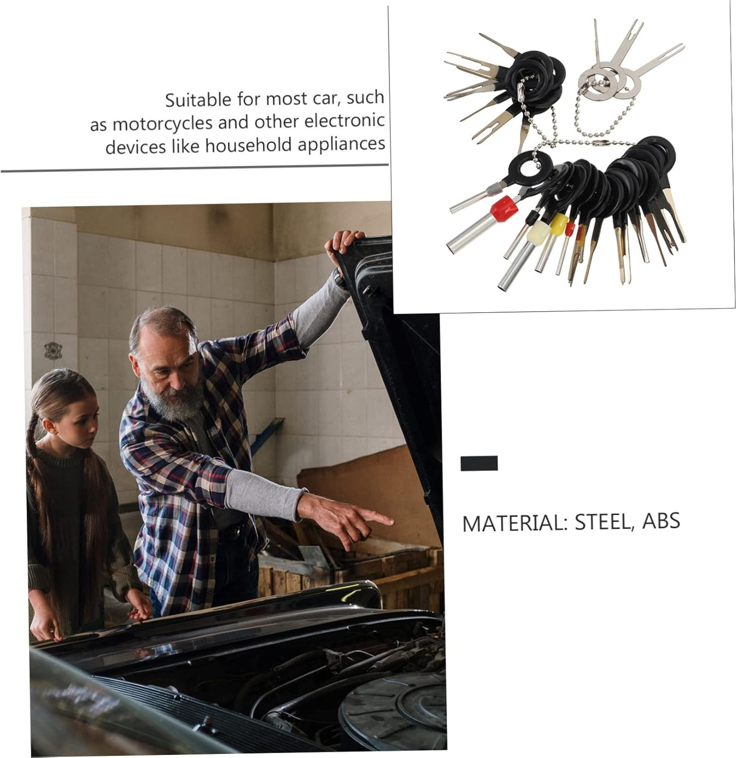 DINHEAROM 73Pcs Automotive Terminal Pin Remover Kit Car Connector Terminal Tool Extractor Puller Repair Remover Lug Crimper Wire Gel Connector image number 5