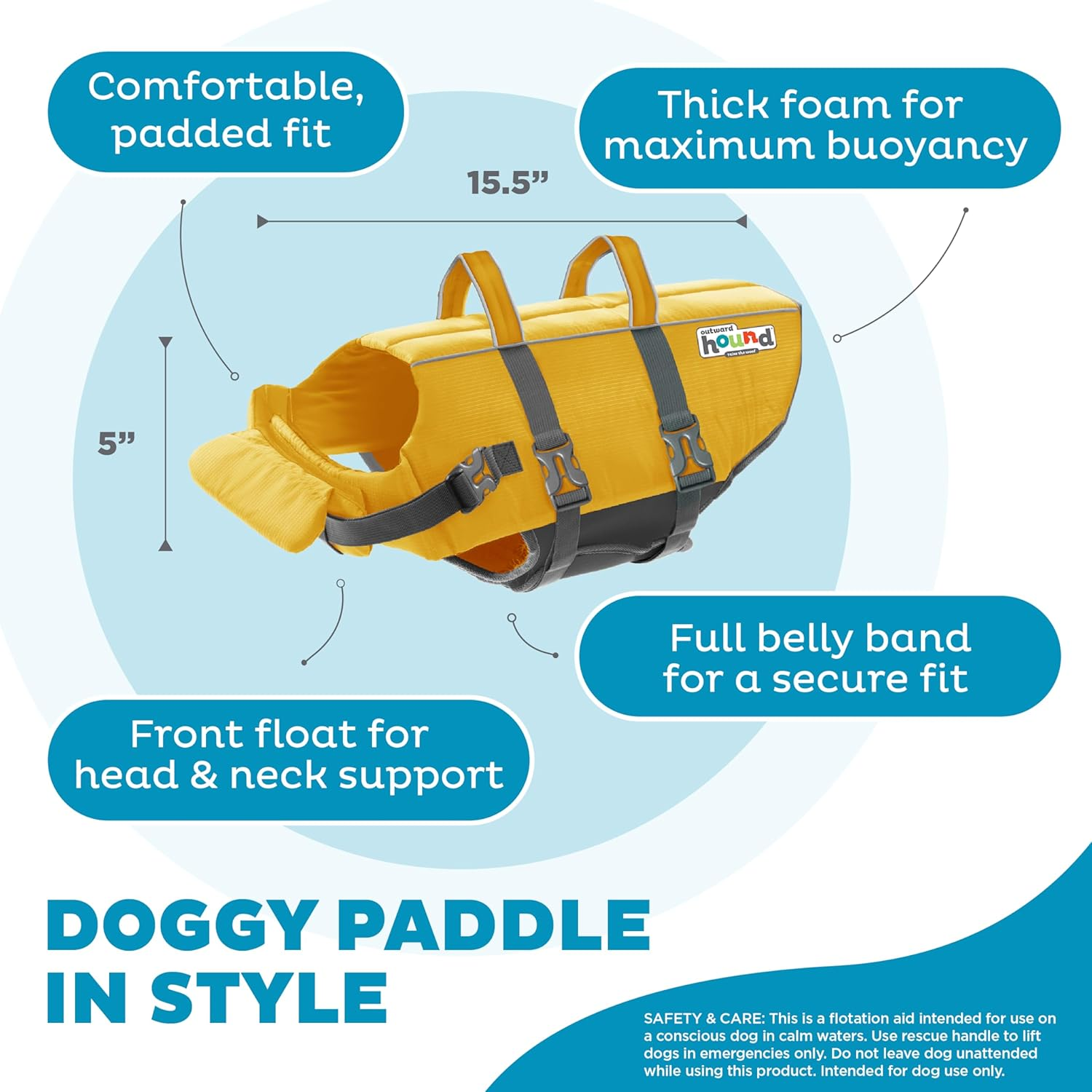 Outward Hound Granby Splash Yellow Dog Life Jacket, Medium image number 2