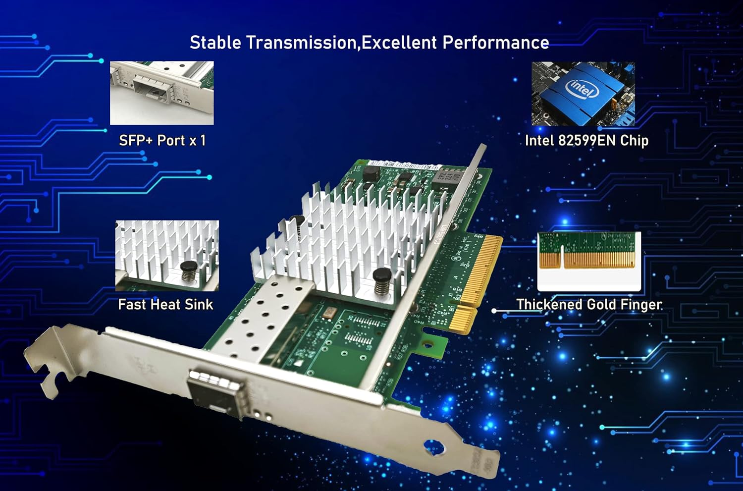 10Gb Ethernet Converged Server 1X SFP+ Port Network Card(Nic) Pciex8 Compatible Intel X520-DA1 82599EN Chip Support Windows 7/8/10/11/Visa,Server/Linux/Vmware - Red image number 5