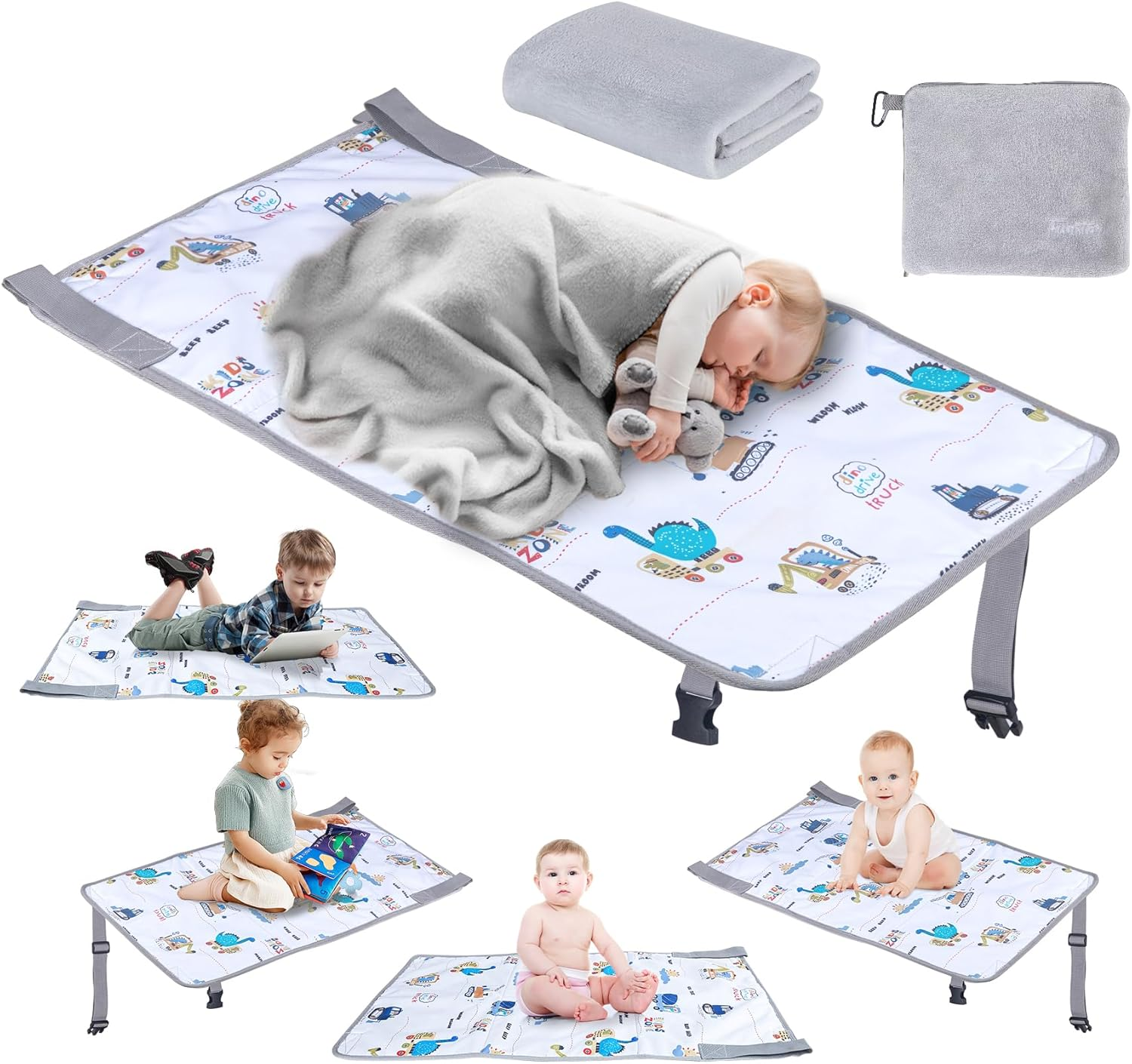 Airplane Seat Extender for Kids, Toddler Airplane Bed with Blanket, Baby Airplane Travel Essentials, Baby Portable Airplane Bed Footrest for Flight - Toddler Airplane Travel Essentials (Blue.)