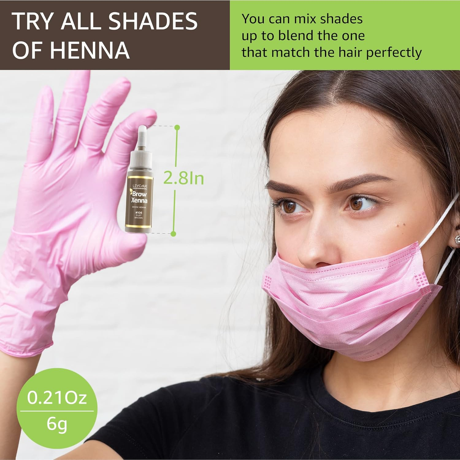 Browxenna Purely Natural Eyebrow Henna to Dye Tint and Stimulate Growth Brows to Make Semi Permanent Waterproof Brow Tint (106) image number 1