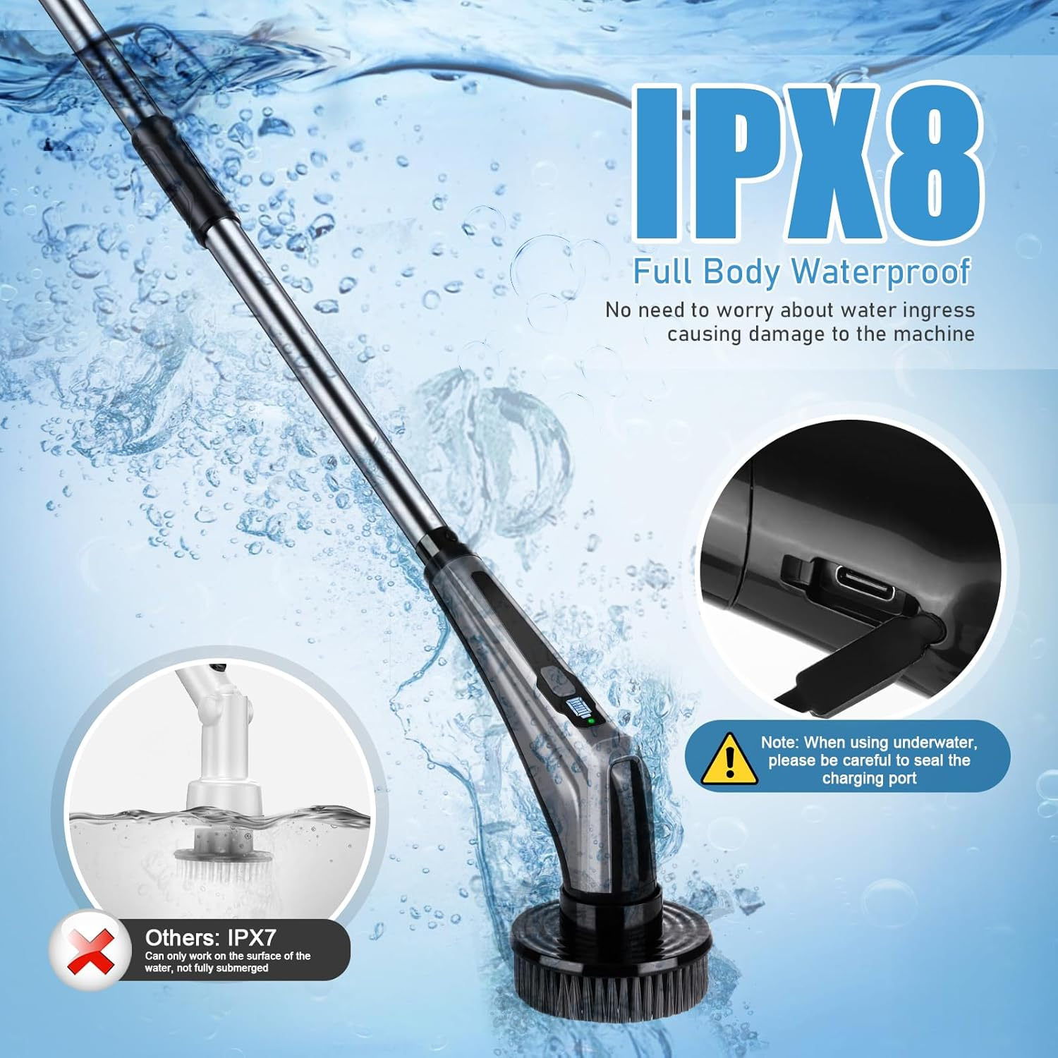 Electric Spin Scrubber, [Battery Level Display] [IPX8 Waterproof] Homtronics 14 in 1 Electric Cleaning Brush with 9 Replacement Heads, Power Scrubber for Bathroom, Kitchen, Floor, Tub, Toilet image number 1