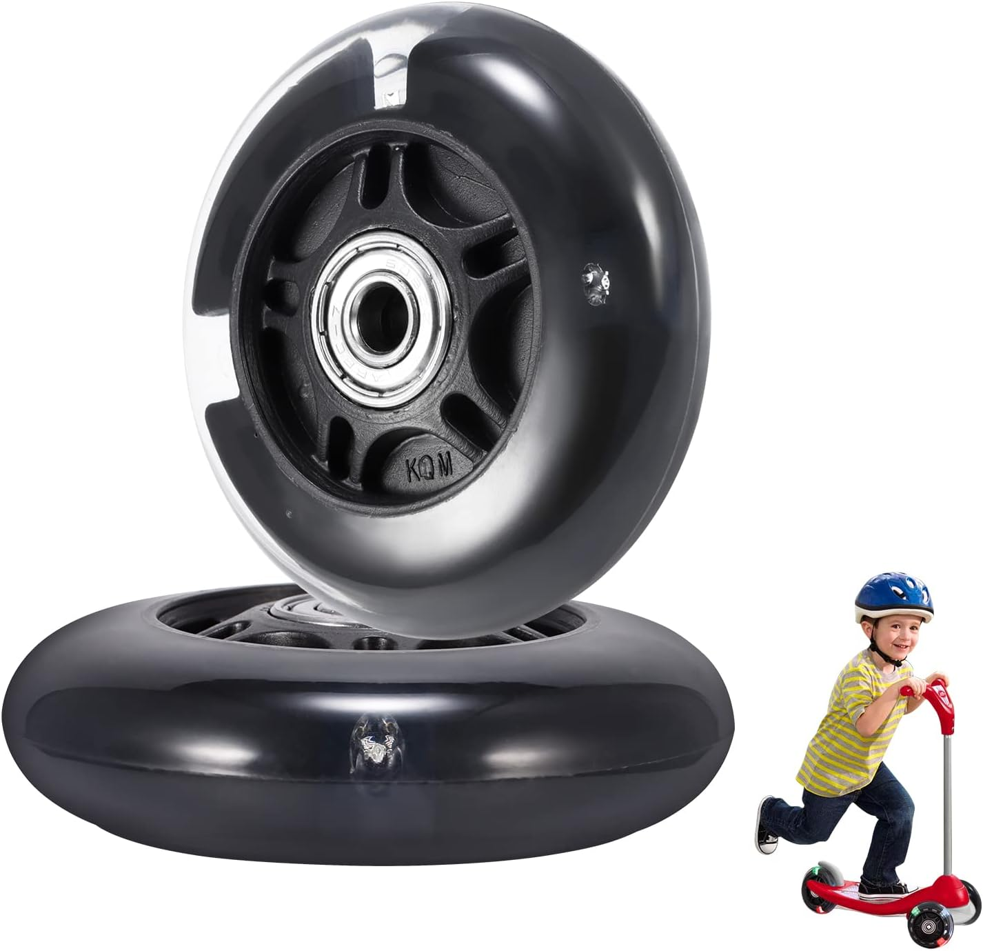 Scooter Replacement Wheels, LED Flash Wheel 80MM, Mini Maxi Micro Scooter Skate Wheels Flashing Roller Lights Back Rear ABEC-7 80MM for Kids & Teens Indoor Outdoor Skating (1Pc)