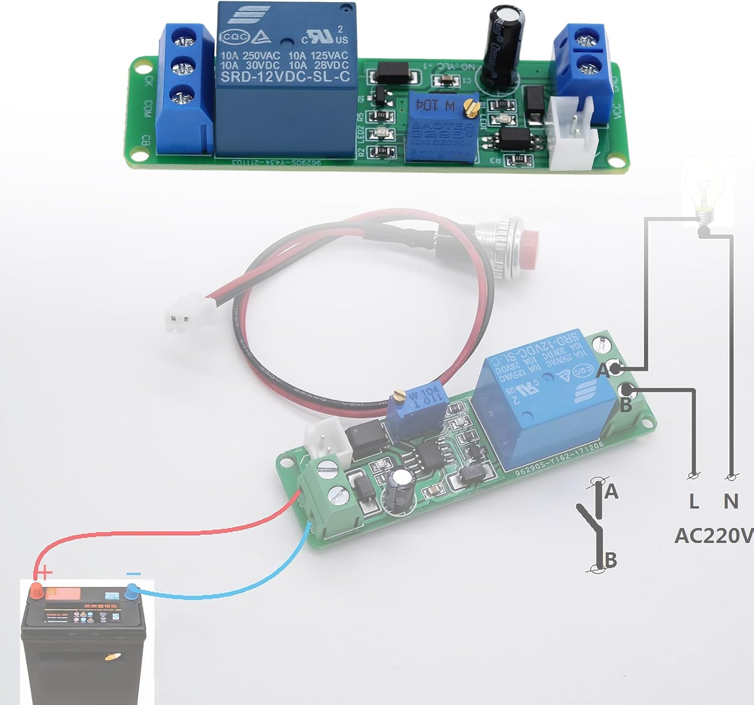 SING F LTD DC 12V Adjustable Timer Delay Turn off Module 10A 250VAC/10A 30VDC for Automation Equipment Robots Intelligent Product Development 69.9X19.2Mm image number 5