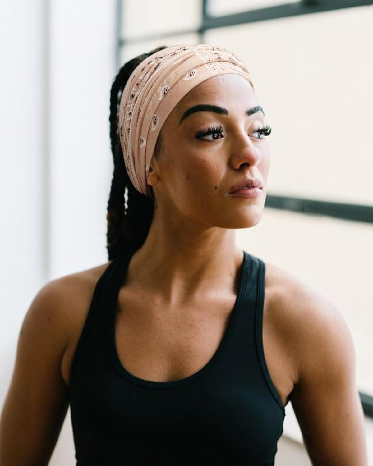 DRESHOW 8 Pack Adjustable Knotted Headbands Cotton Elastic Non Slip Hair Bands Floral Yoga Headbands for Women, 08 PCS: Printed Turbans C - 08 Pcs: Solid Color A image number 6