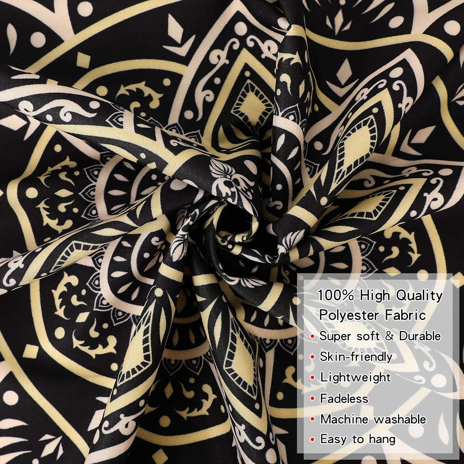 Edeesky Black Golden Mandala Tapestry Wall Hanging Psychedelic Medallion Wall Tapestry Aesthetic Indian Hippie Wall Decor Bohemian Wall Art Boho Home Decoration Blanket for Bedroom,Living Room,Dorm image number 2